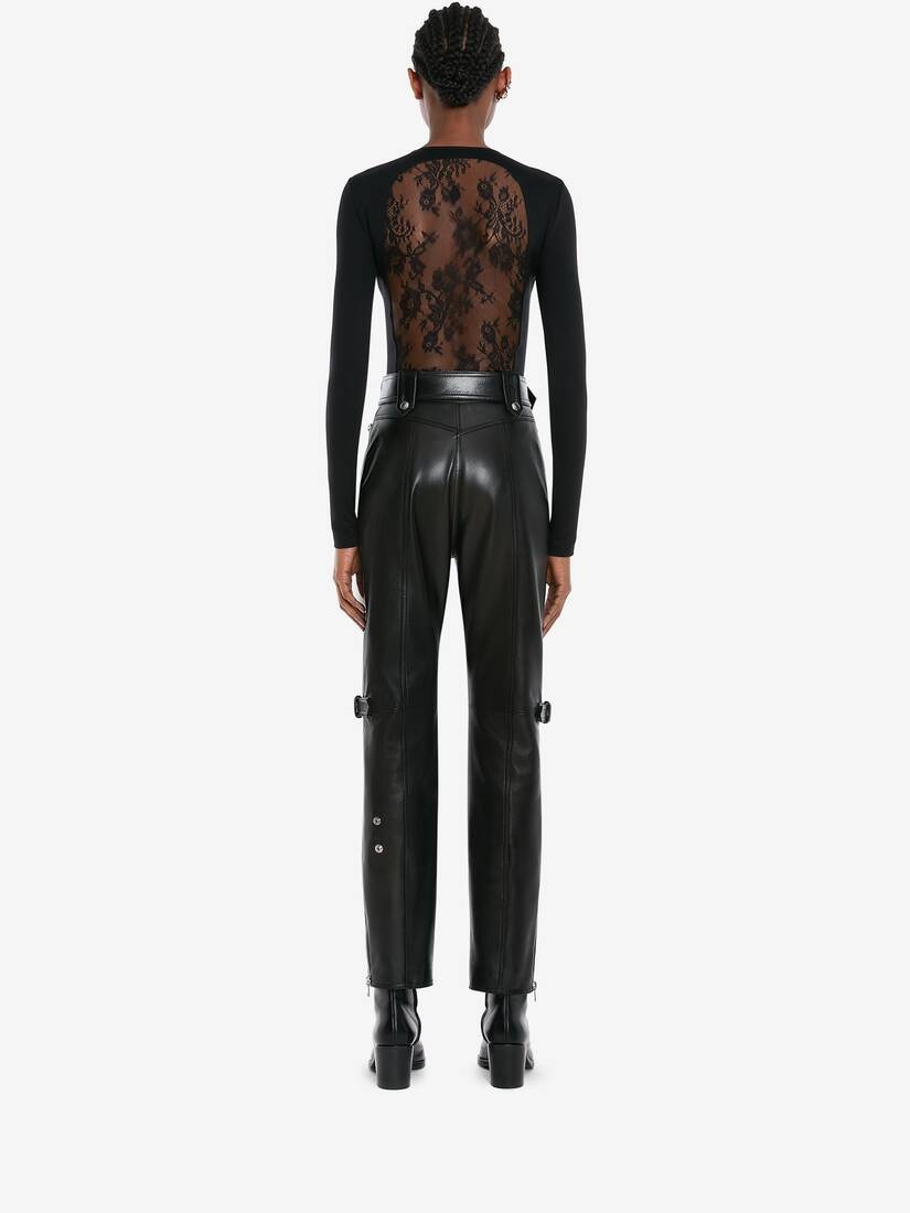 Lace Back Bodysuit in Black - 4