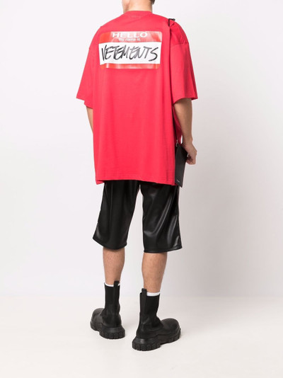 VETEMENTS Name Tag-print cotton T-shirt outlook