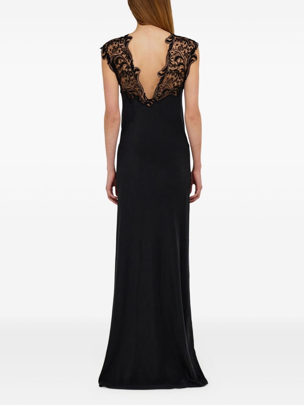lace-detail silk maxi dress - 3