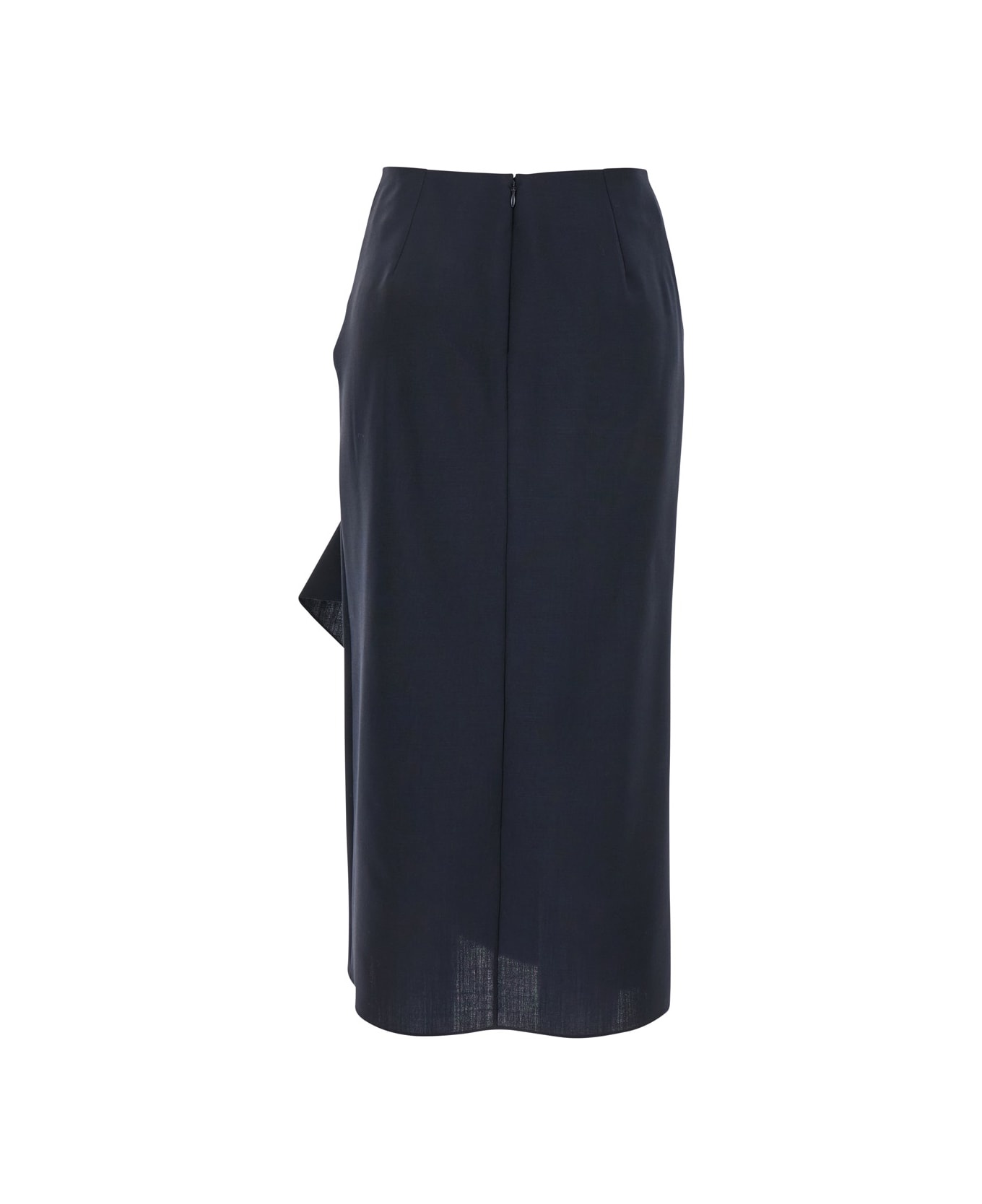 Blue Skirt With Asymmetric Design And Front Seam With Pleats In Wool And Mohair Blend Woman - 2