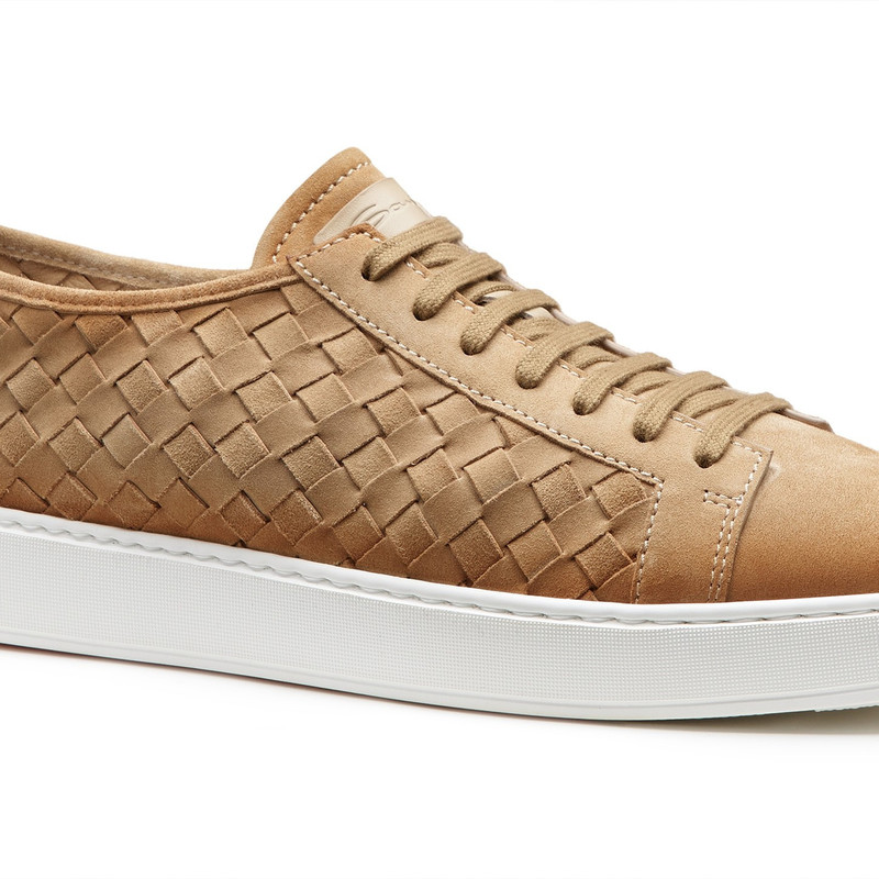 Men's beige woven suede sneaker 6