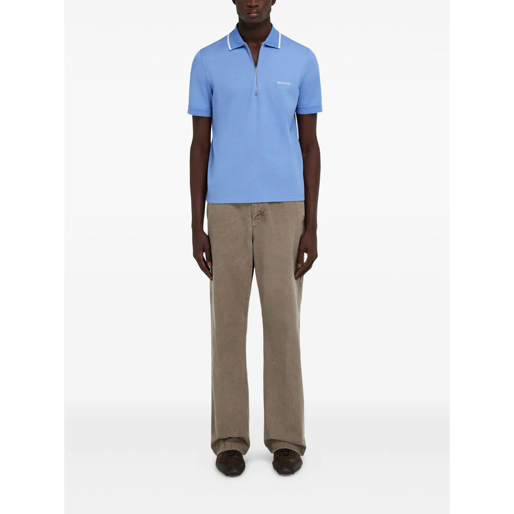 Ferragamo Blue Polo Shirts Men - 4