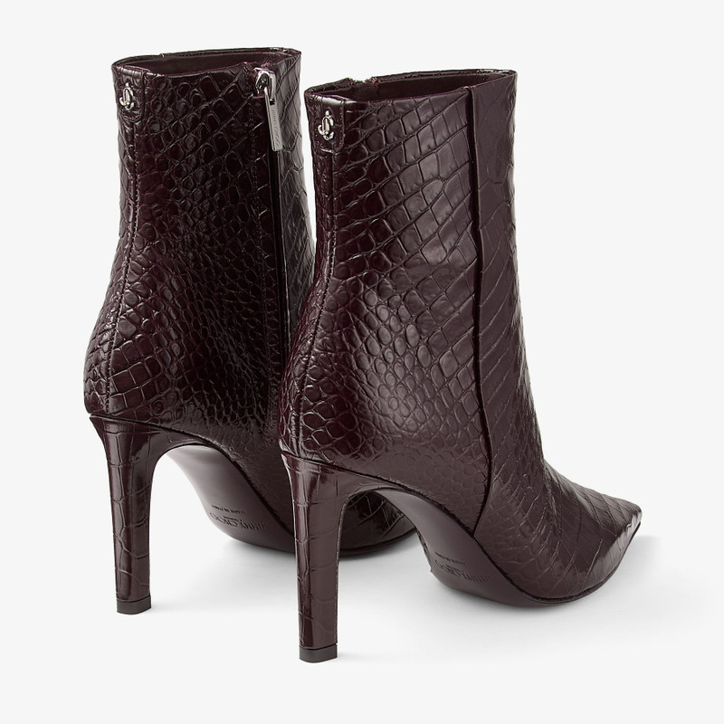 JIMMY CHOO Frankie Ankle Boot  85
Deep Merlot Croc Embossed Leather Ankle Boot outlook