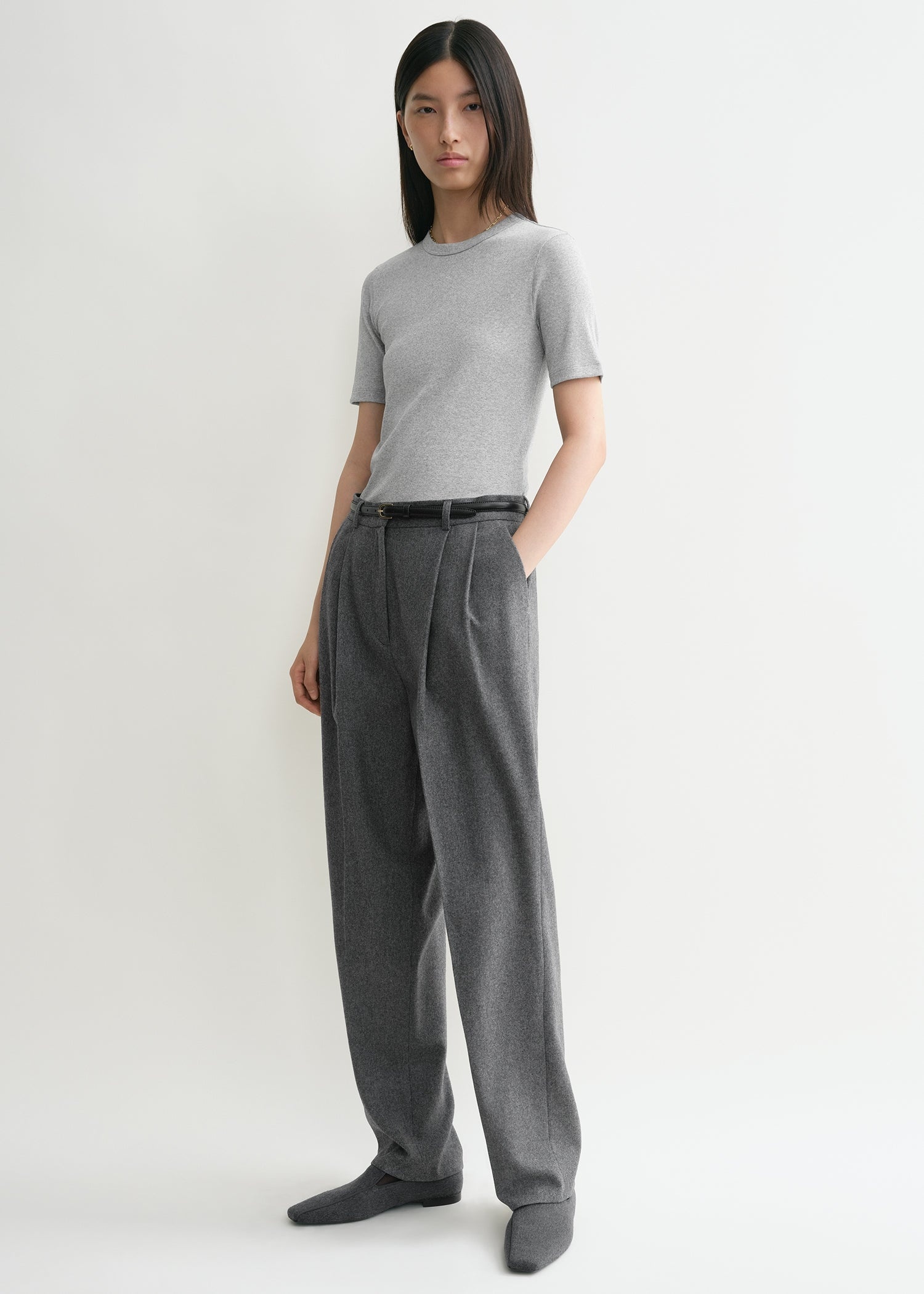 Classic rib tee grey melange - 3