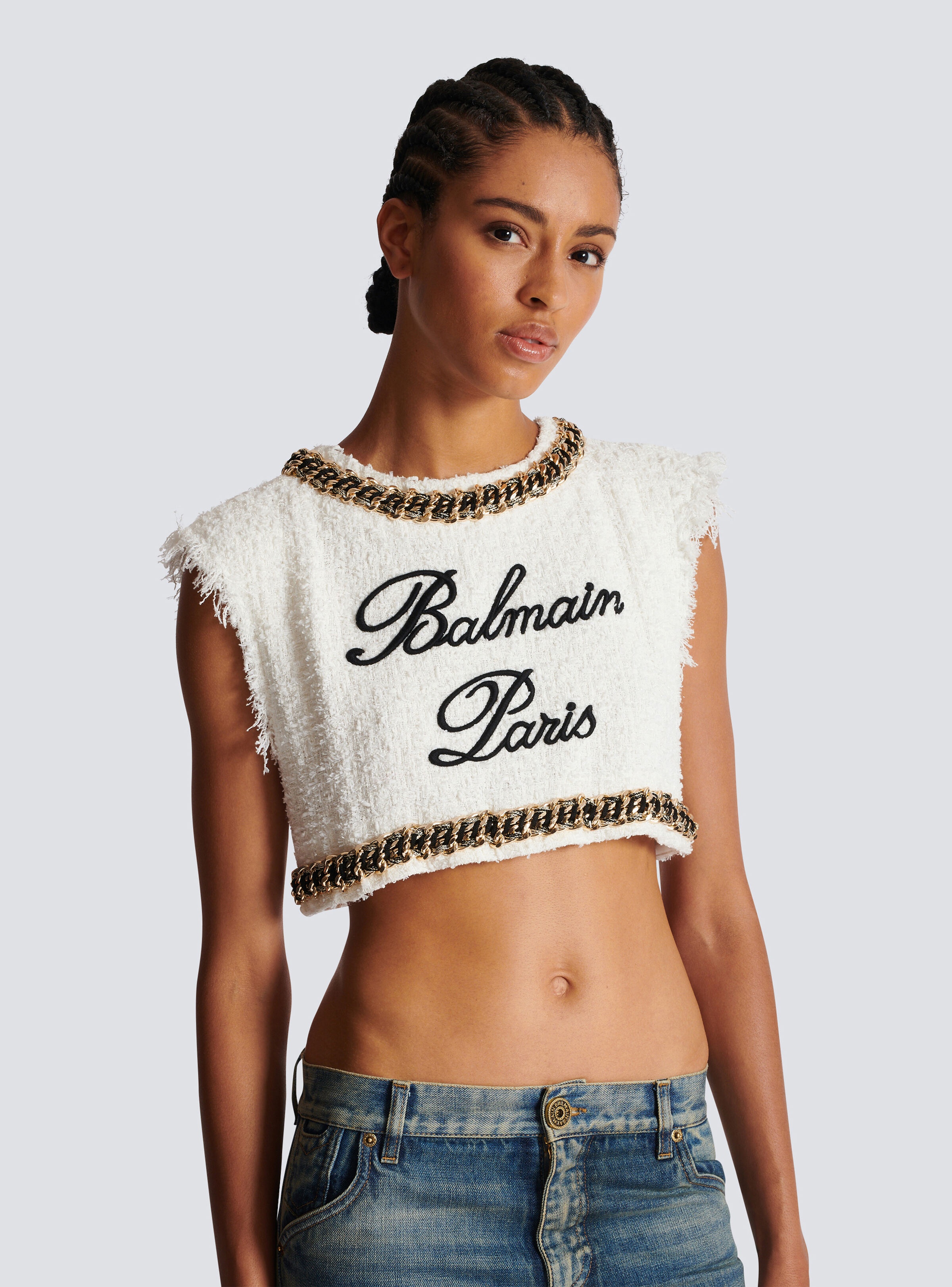 Balmain Signature tweed tank top - 7