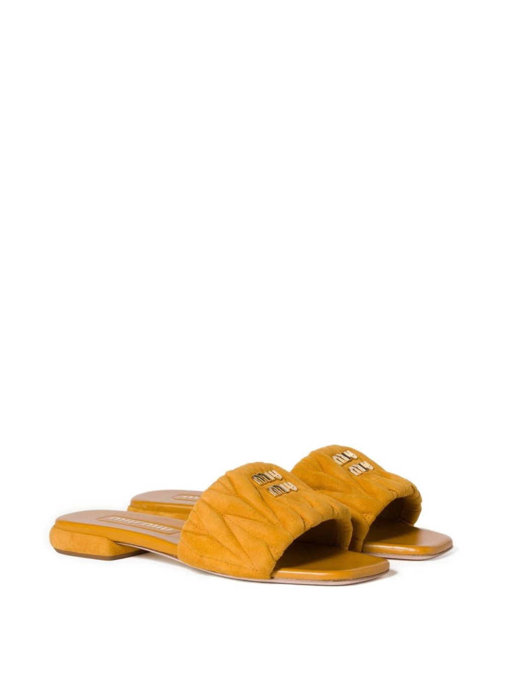 matelassé suede slides - 2