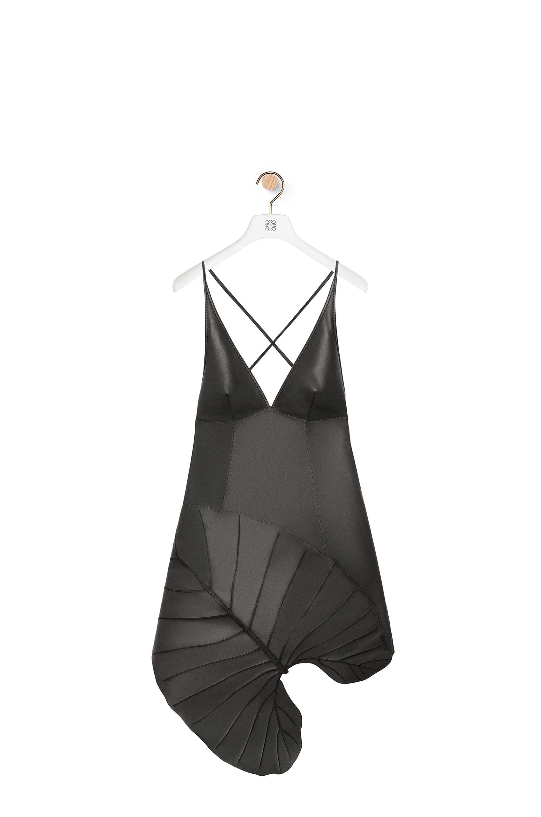 Leaf intarsia dress in nappa - 1