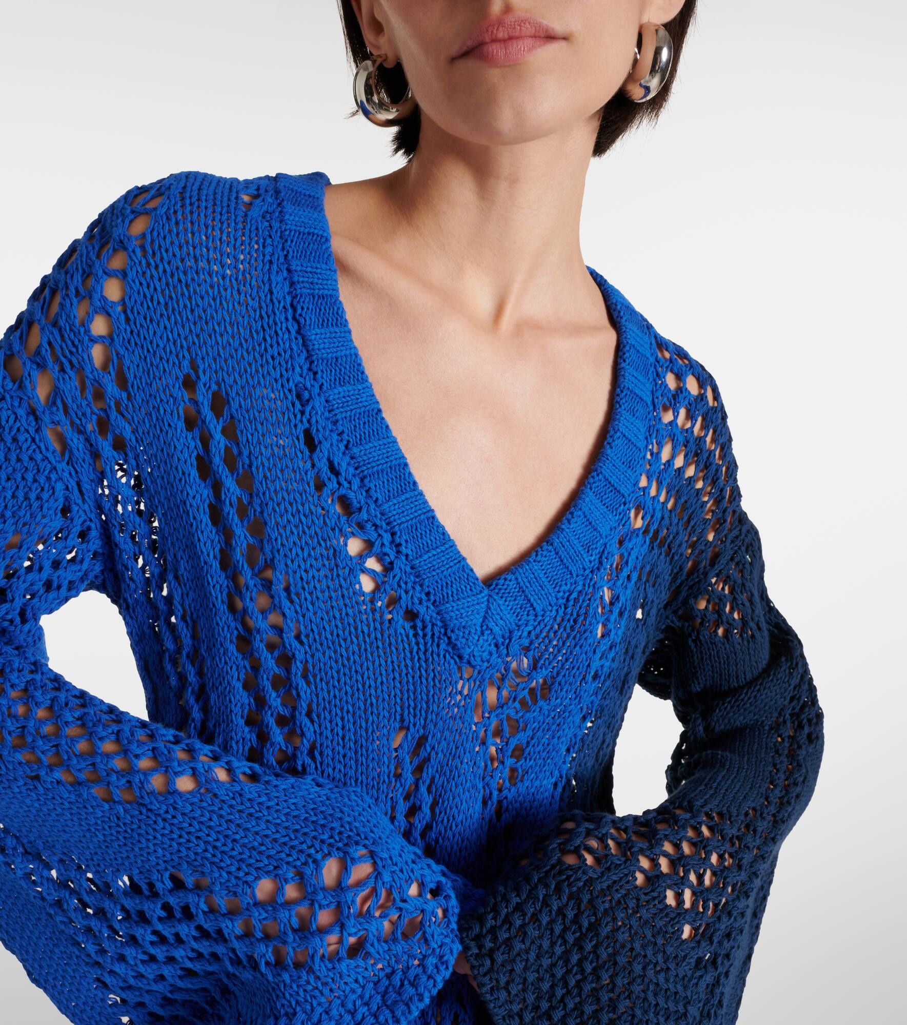 Belted printed cotton crochet minidress - 4