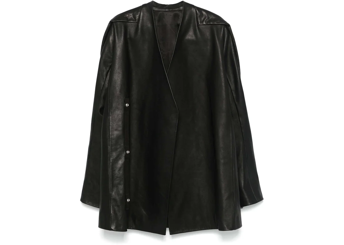 Rick Owens Leather Officer Jacket Black - 1