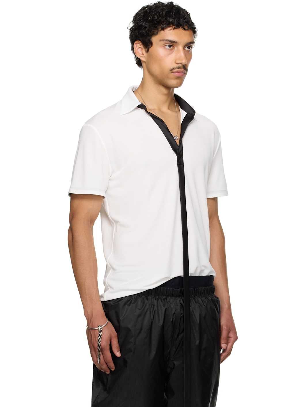 SSENSE Exclusive White Satin Strip Polo - 2