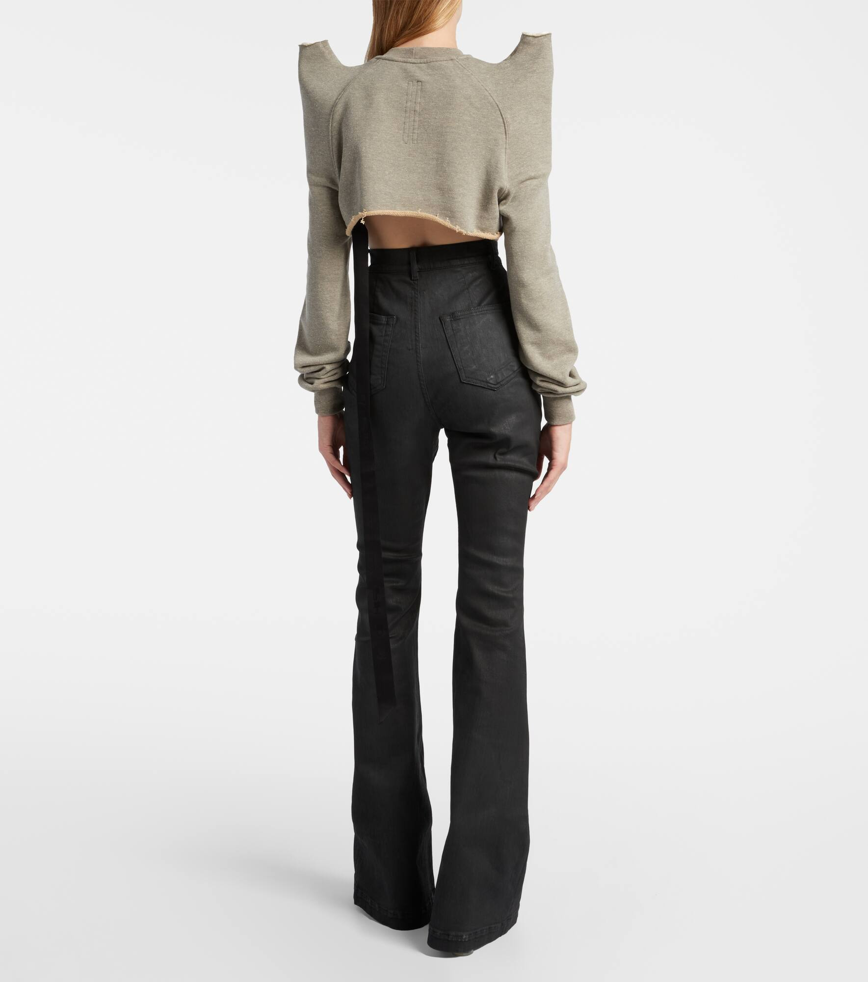 Cropped cotton-blend jersey sweatshirt - 3