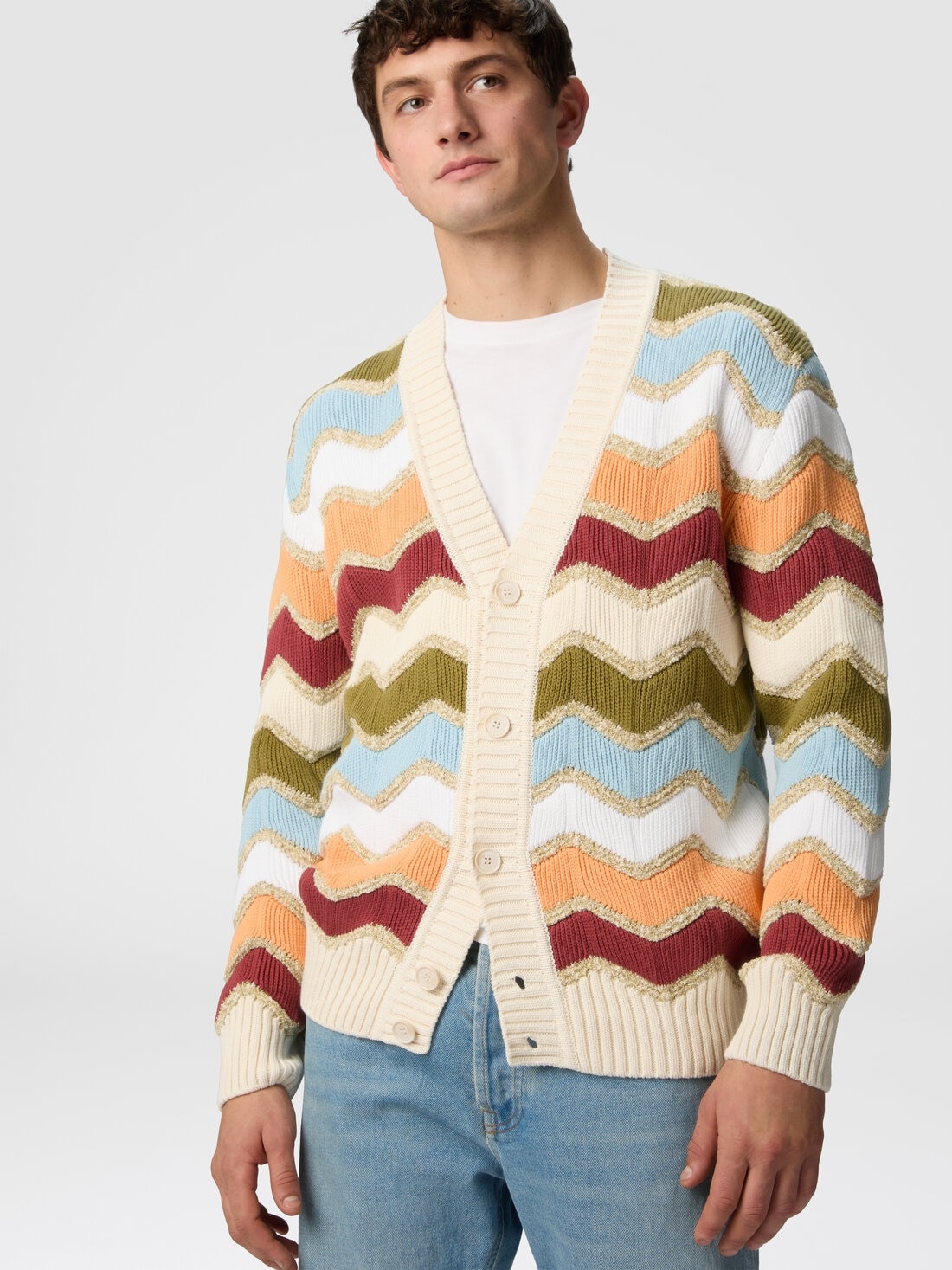 Cardigan with macro zigzag and mélange details - 6