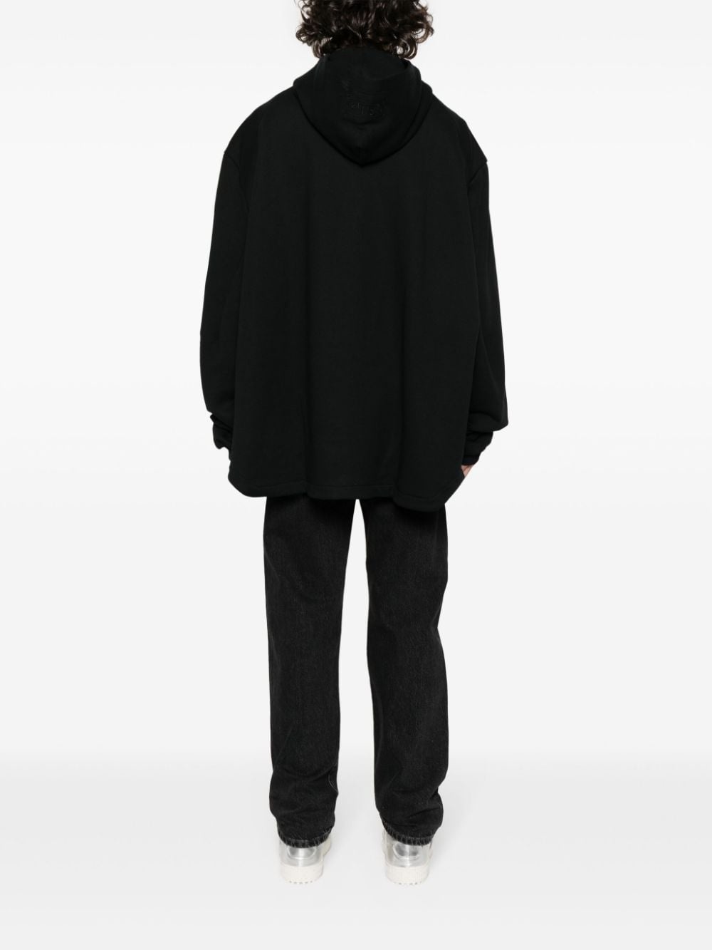 plunge-V cotton hoodie - 5