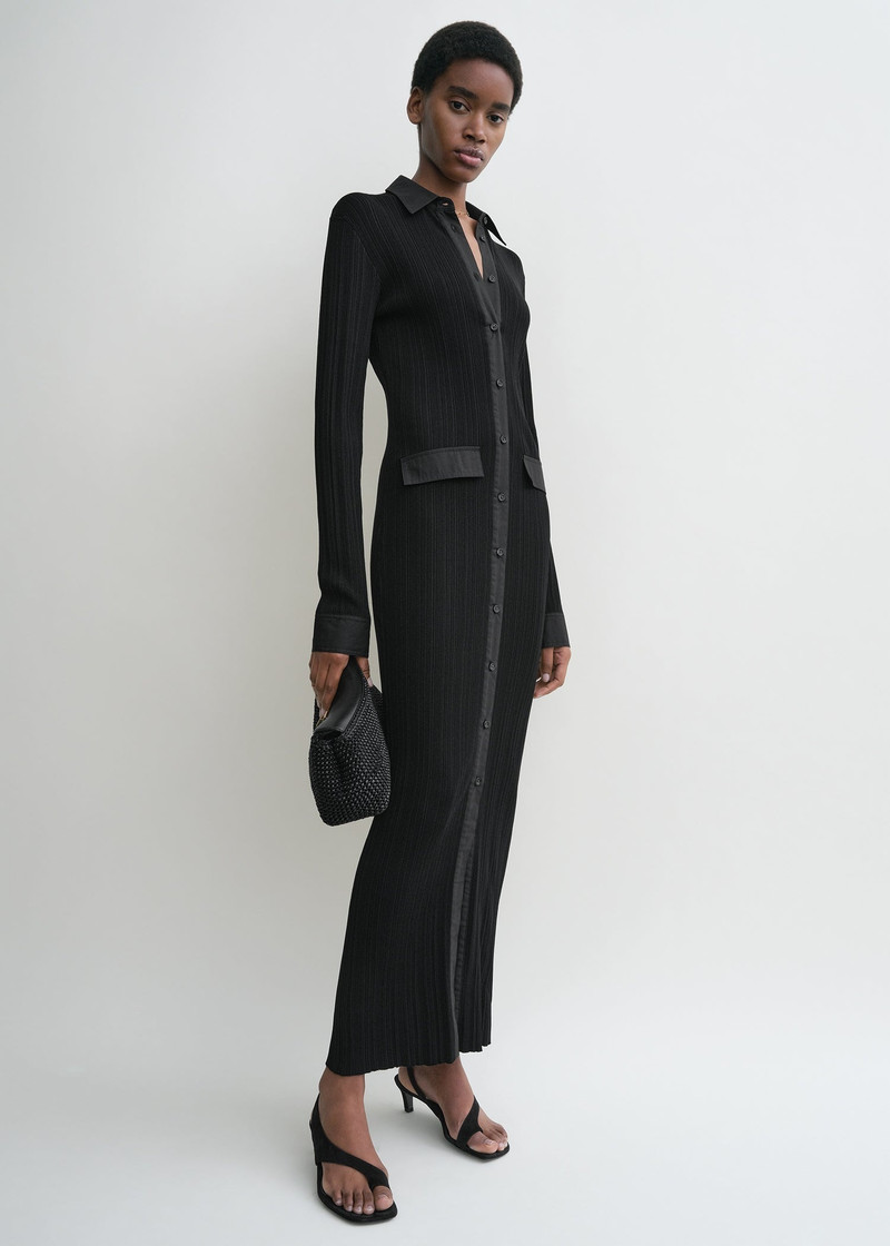Totême Knitted shirt dress black outlook
