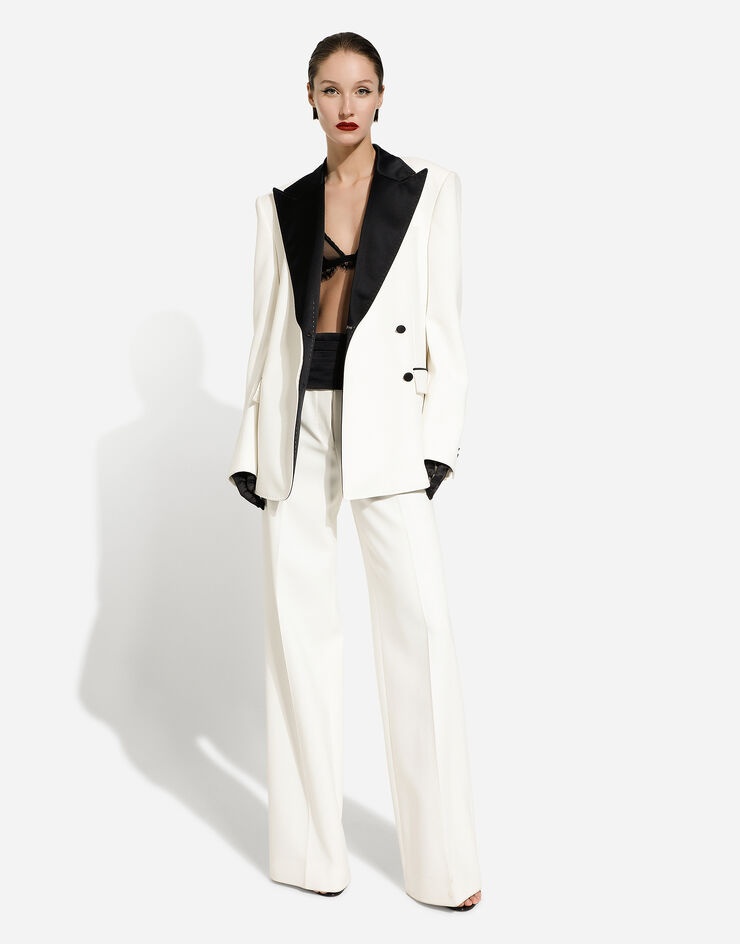 Double-breasted wool crepe jacket with tuxedo lapels - 3
