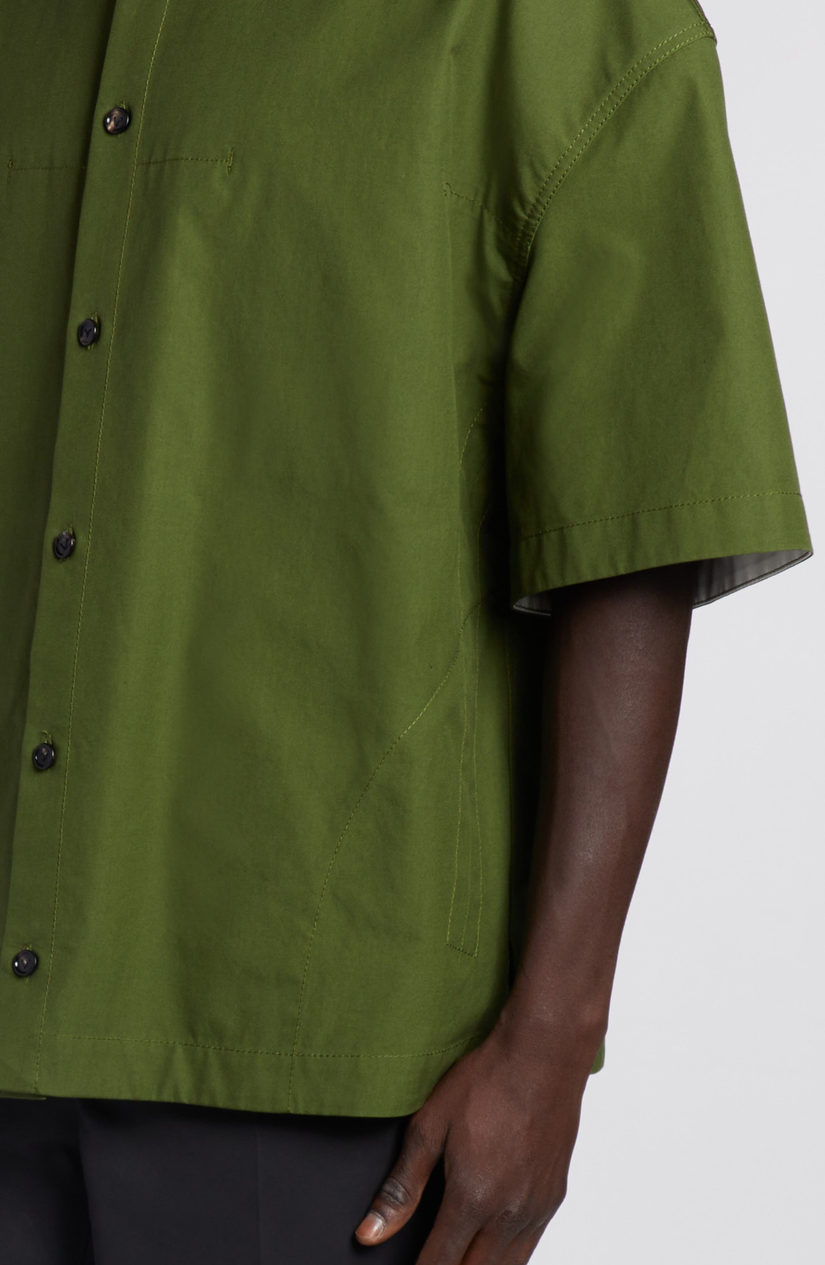 Oversize Short Sleeve Button-Up Shirt - 5