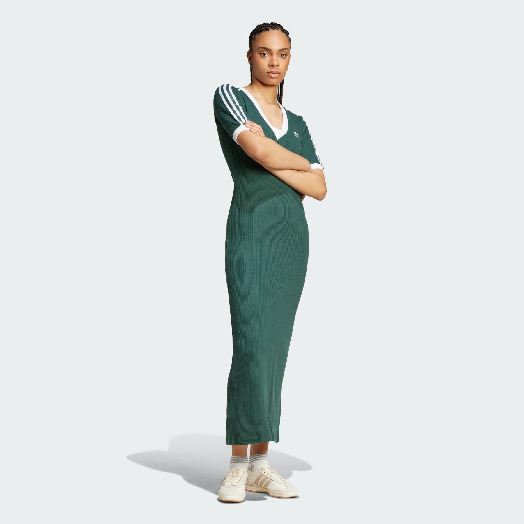 Adicolor 3-Stripes Knit V-Neck Dress - 4