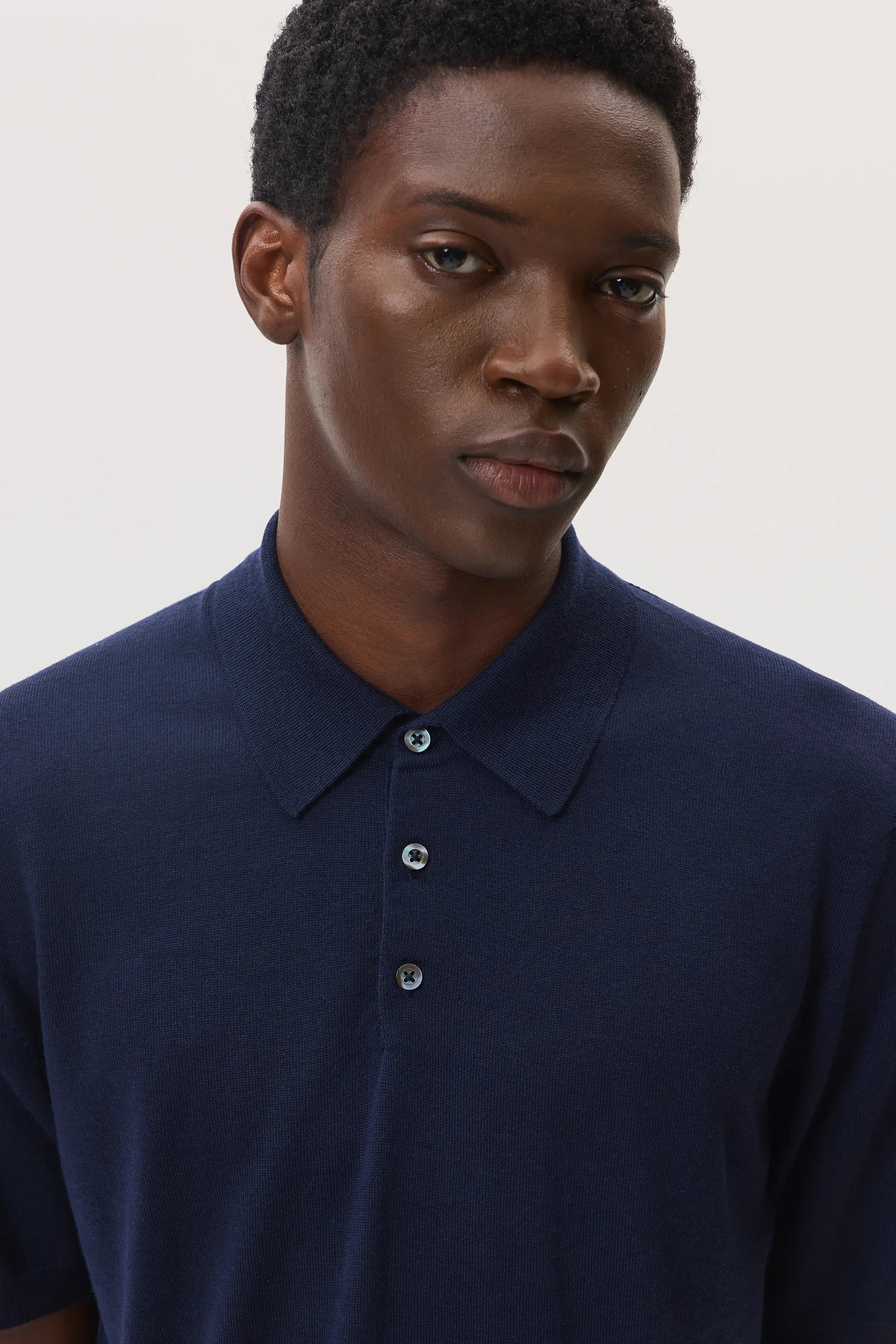 Superfine Merino Navy Polo Shirt - 3
