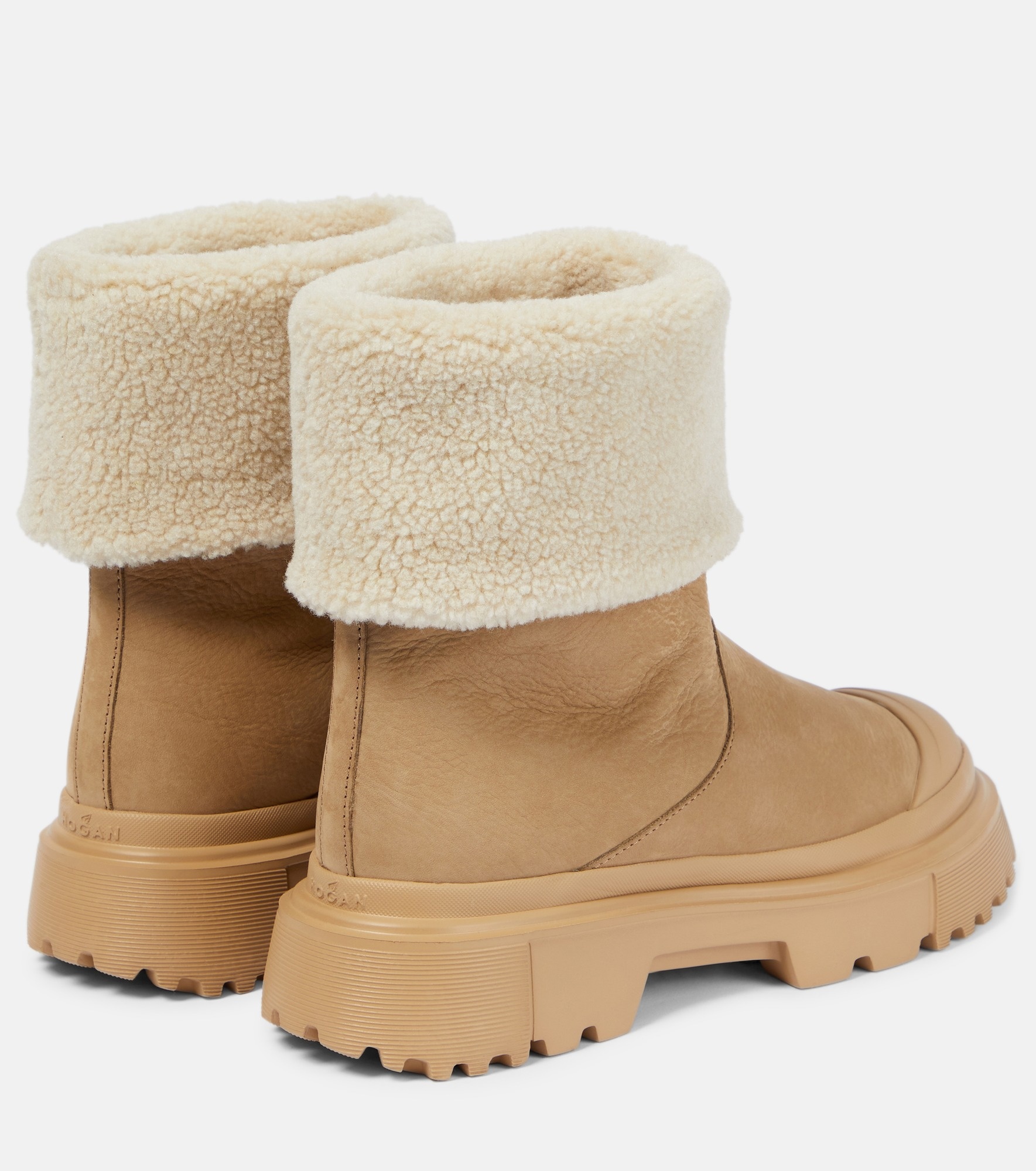 H619 faux shearling-trimmed suede ankle boots - 3