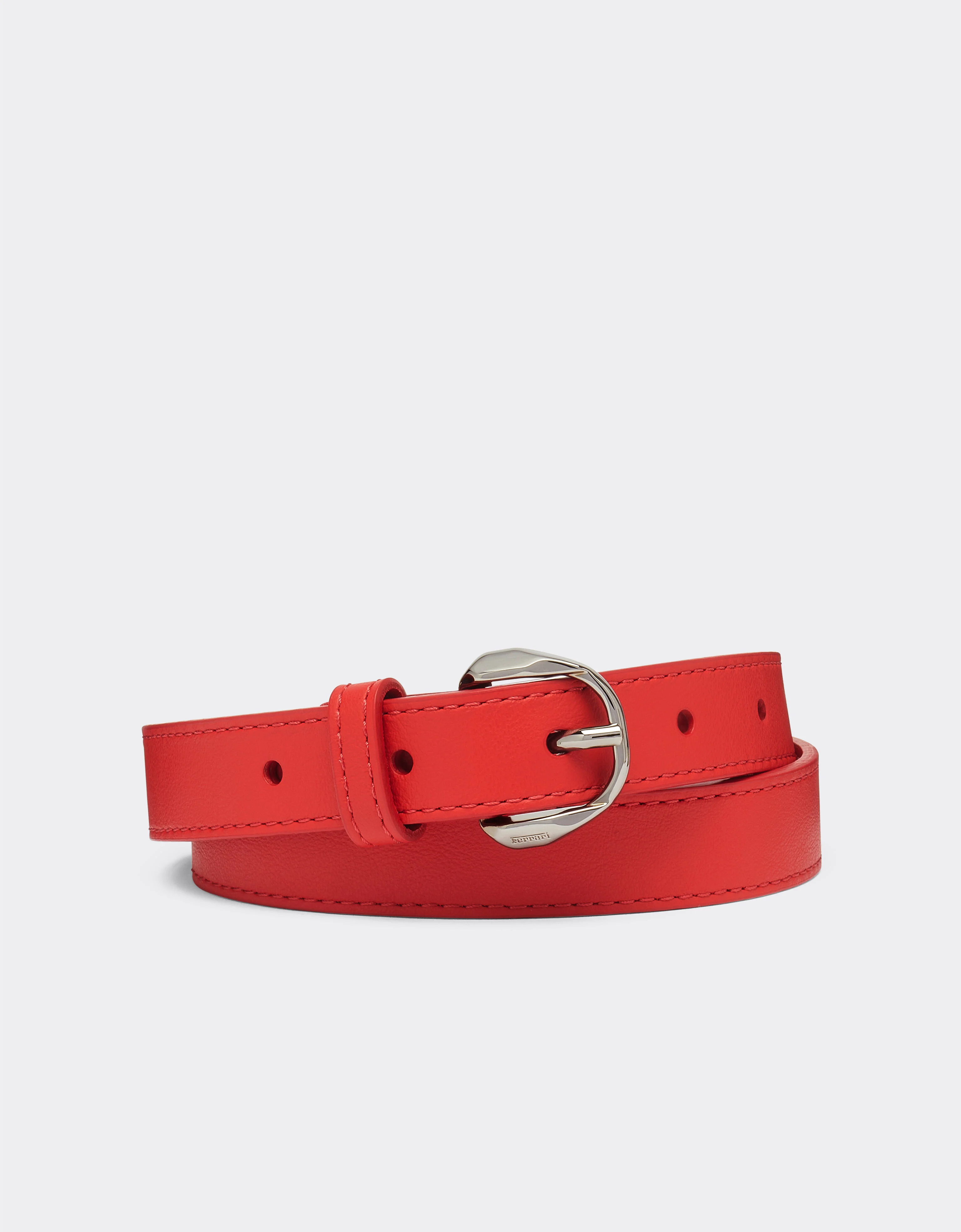 Thin leather belt with Prancing Horse detail - 1