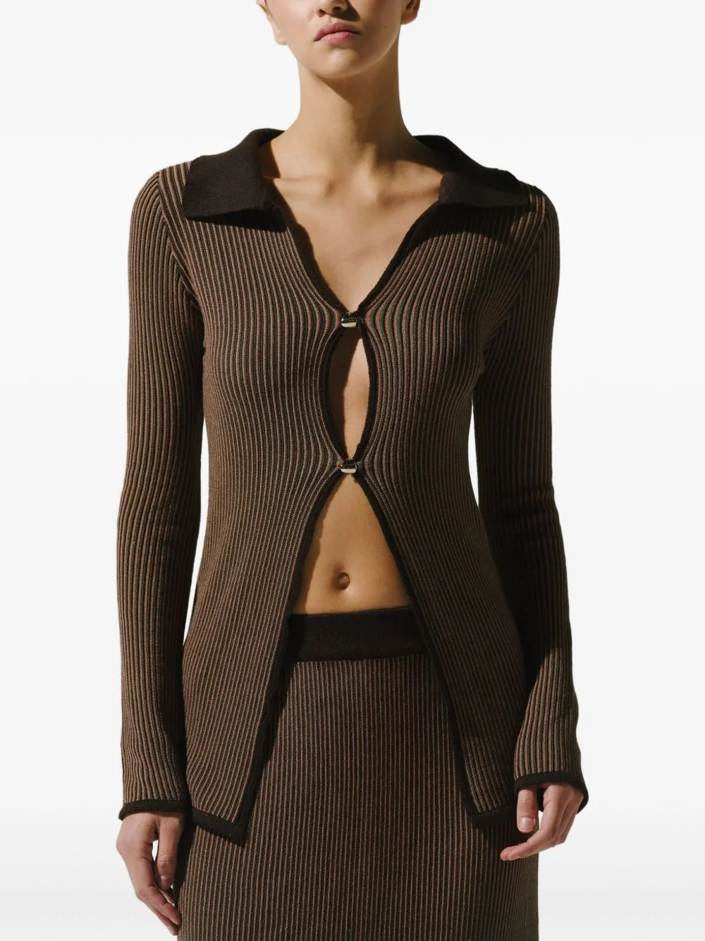 Federica ribbed-knit cutout shirt - 1