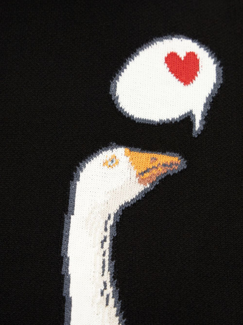 goose-motif short-sleeve cotton sweater - 3