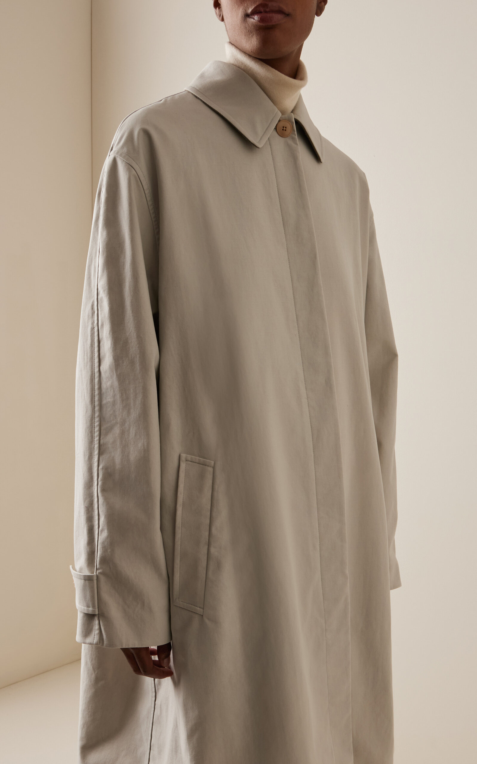 Pluma Cotton-Blend Trench Coat white - 3