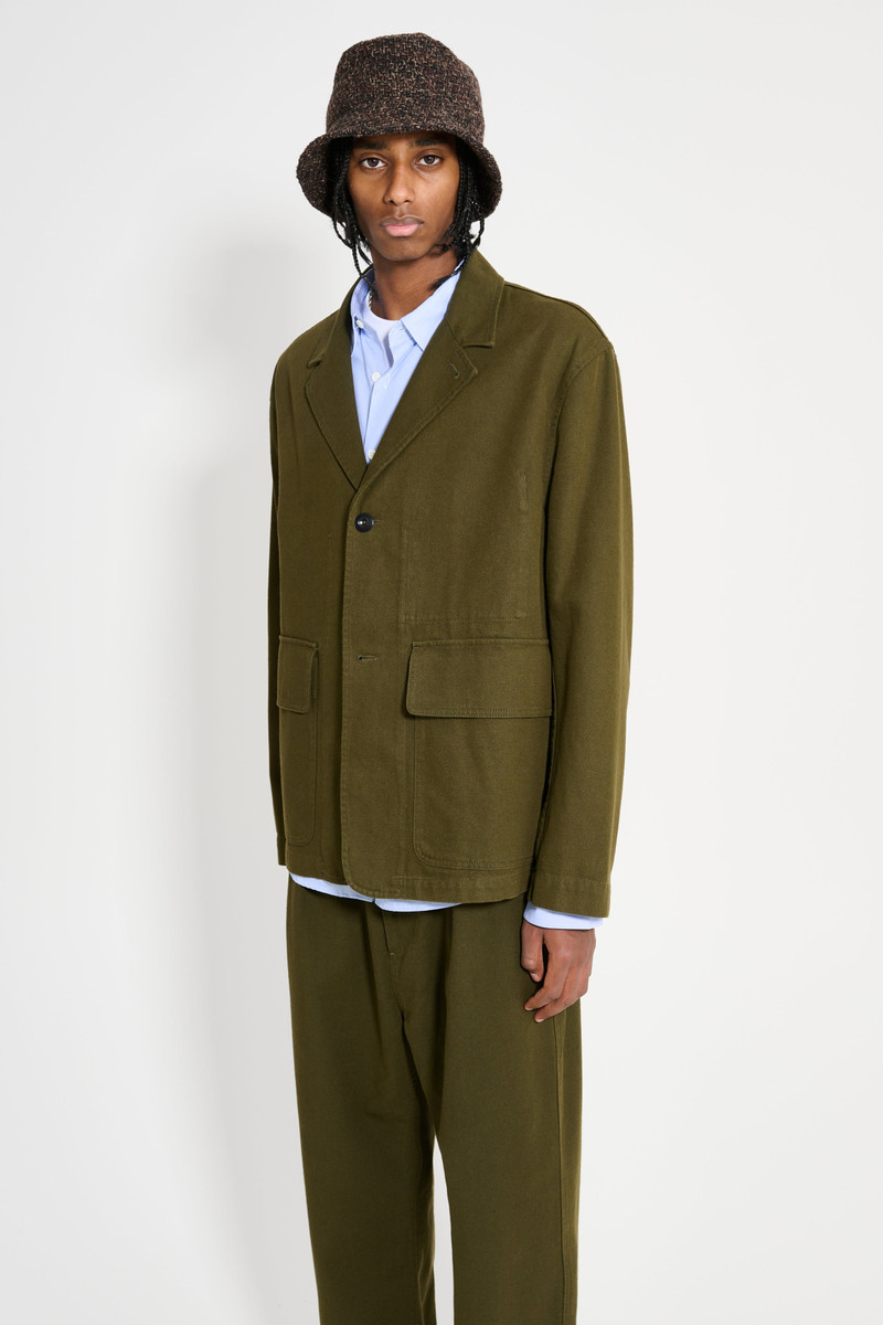 MARGARET HOWELL MHL FLAP POCKET BLAZER COTTON WOOL DRILL MOSS 2