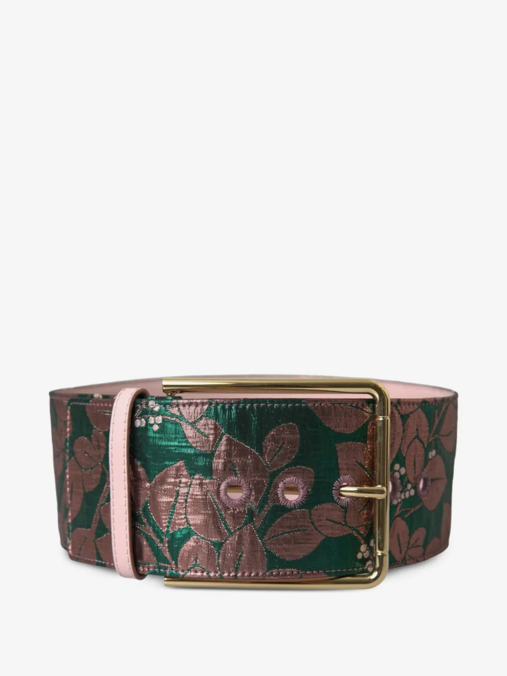floral-jacquard metallic-finish belt - 1