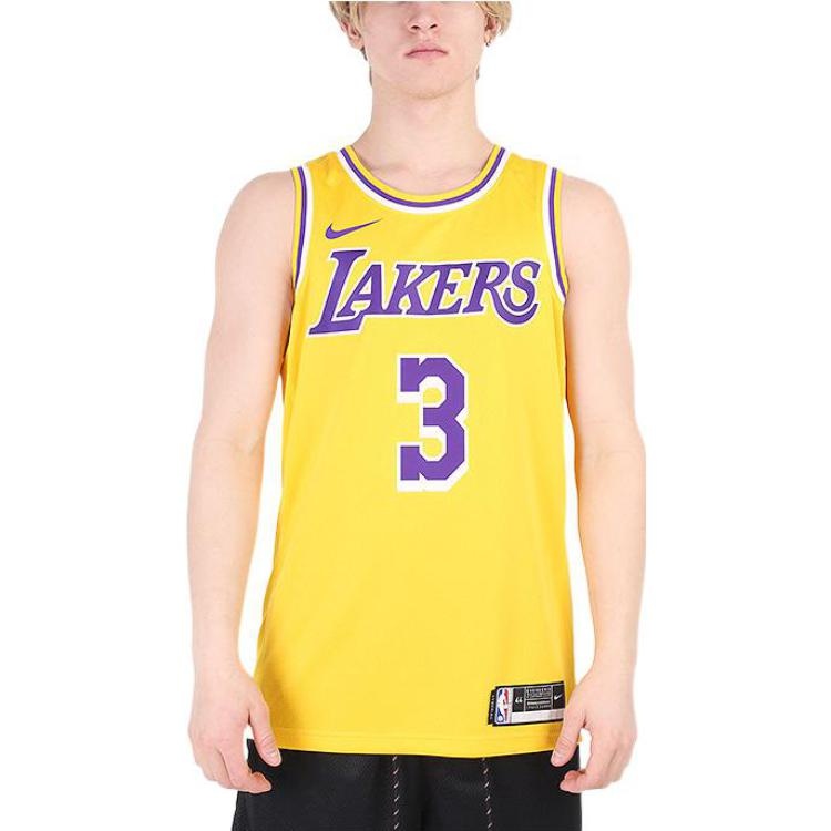 Nike NBA Sports Basketball Jersey/Vest SW Fan Edition 20 Season Los Angeles Lakers Davis No. 3 Yello - 4