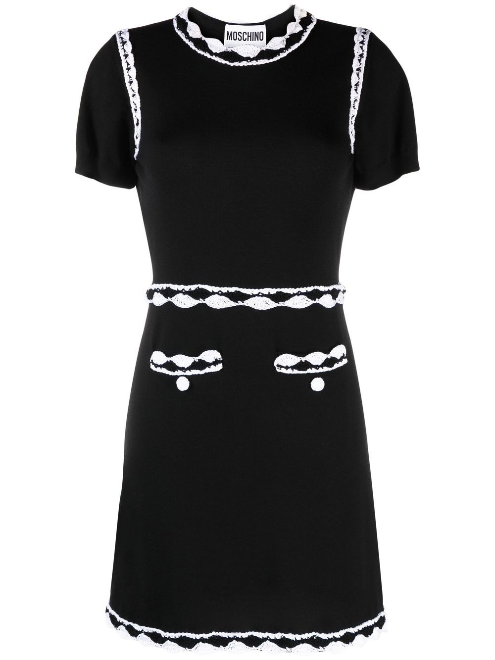 lace-trim knitted dress - 1