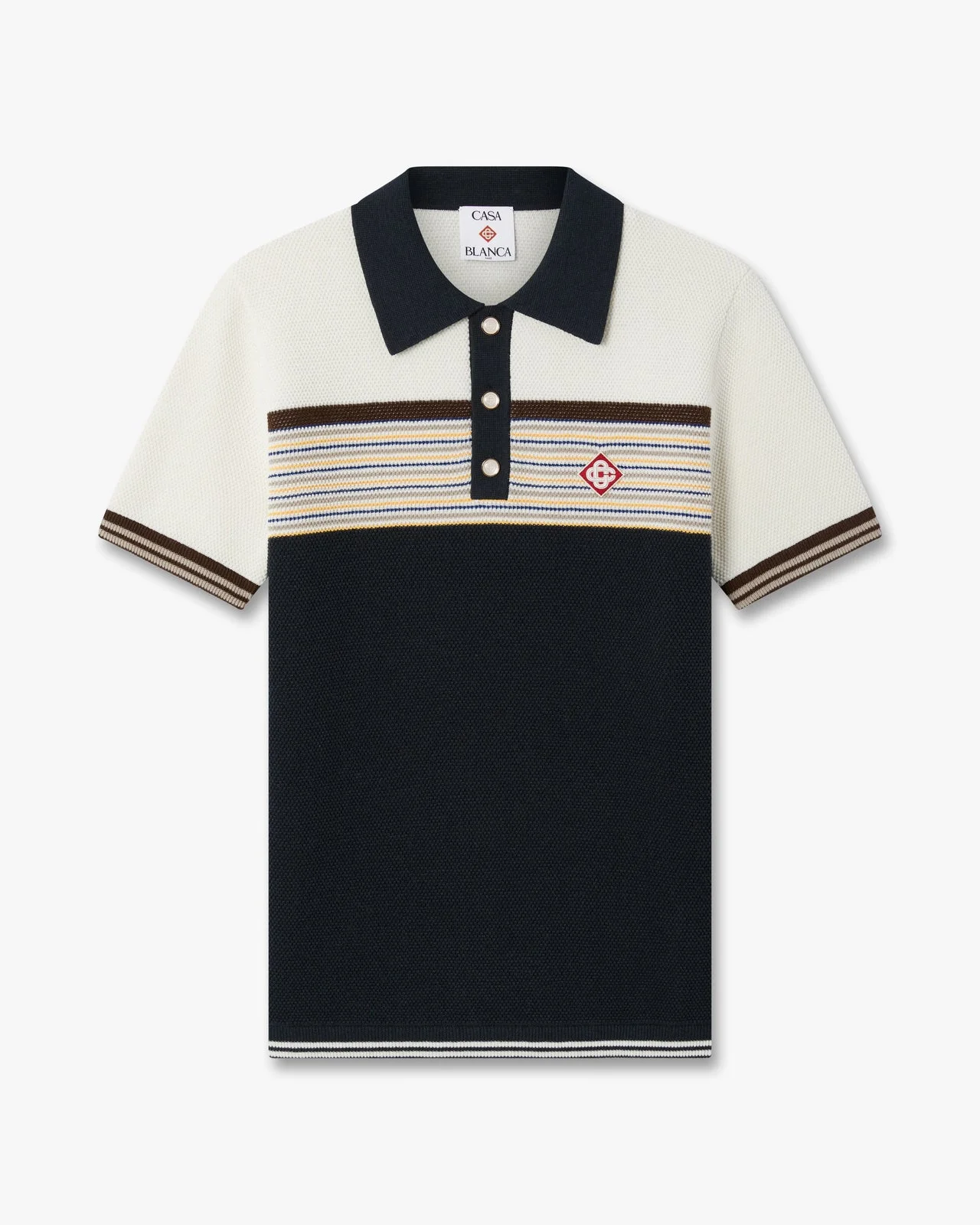Café Culture Wool Stripe Short Sleeve Polo Shirt - 1