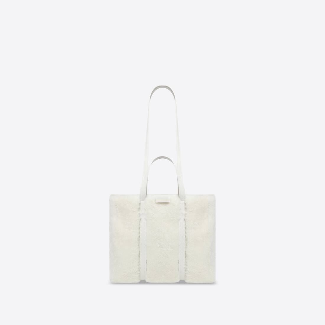 Women's Barbes Medium East-west Shopper Bag In Shearling in White - 4