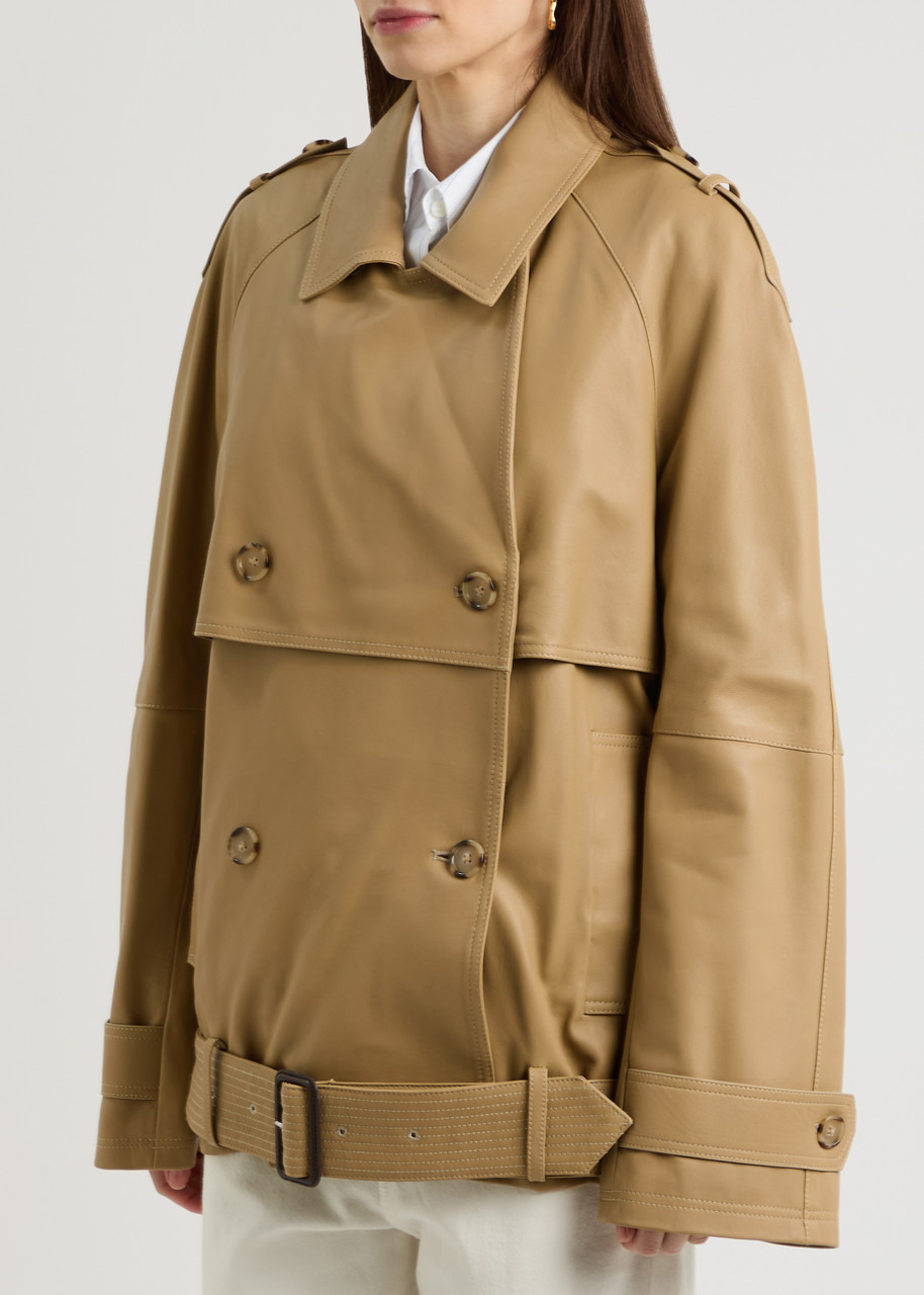 Toteme Belted Double-breasted Leather Trench Coat - 2