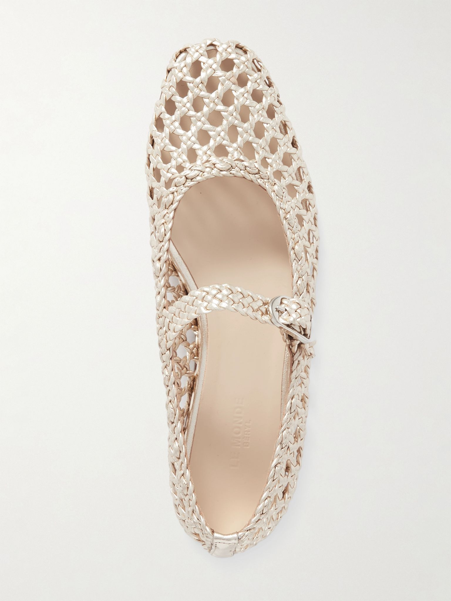 Woven metallic leather Mary Jane ballet flats Gold - 5