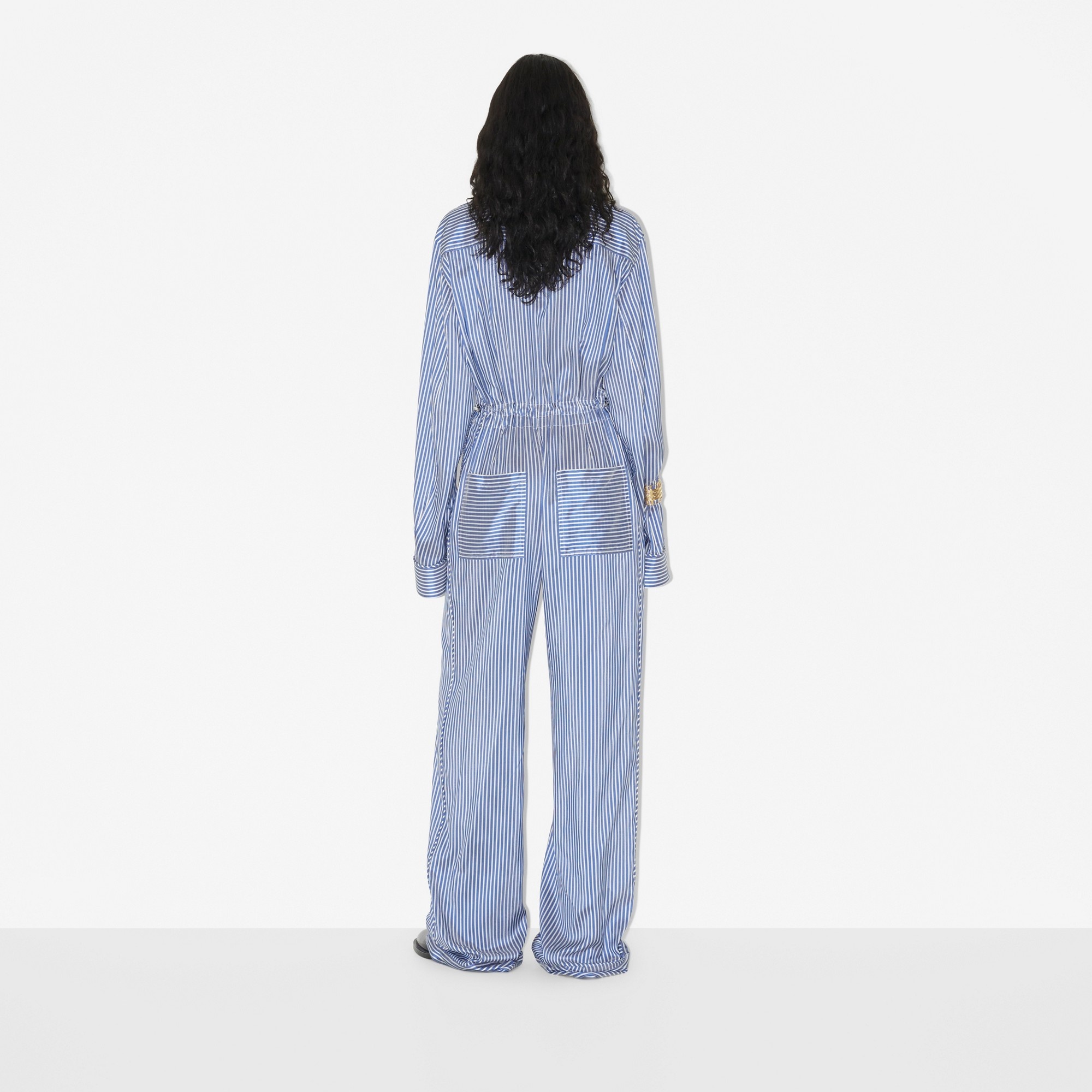 Striped Silk Jumpsuit - 4