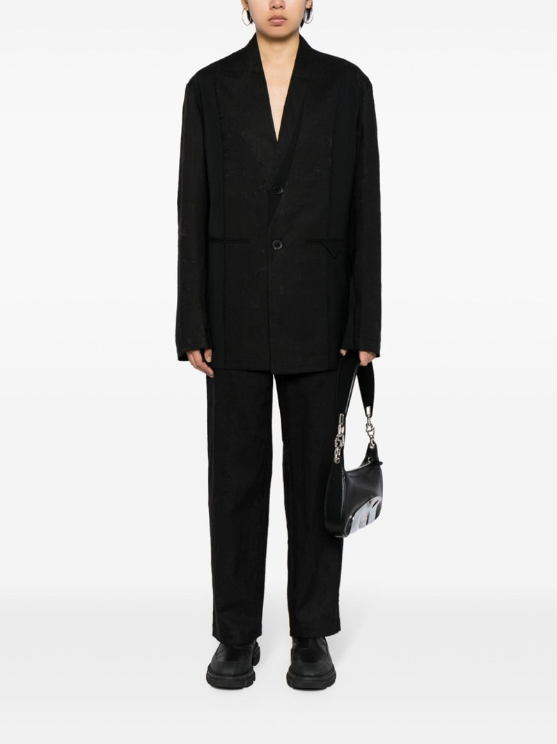 FENG CHEN WANG linen straight-leg trousers outlook
