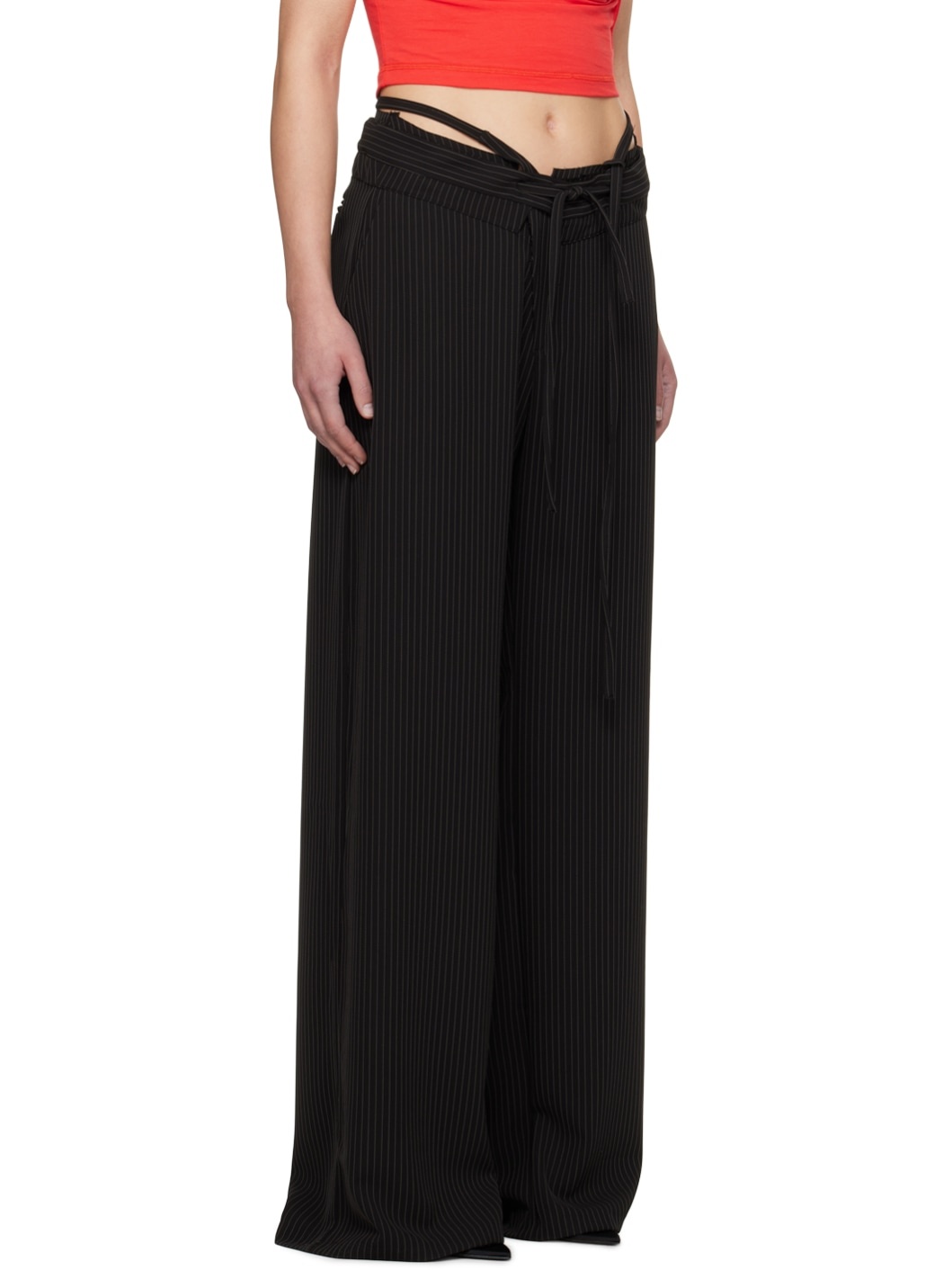 Black Double Fold Trousers - 2