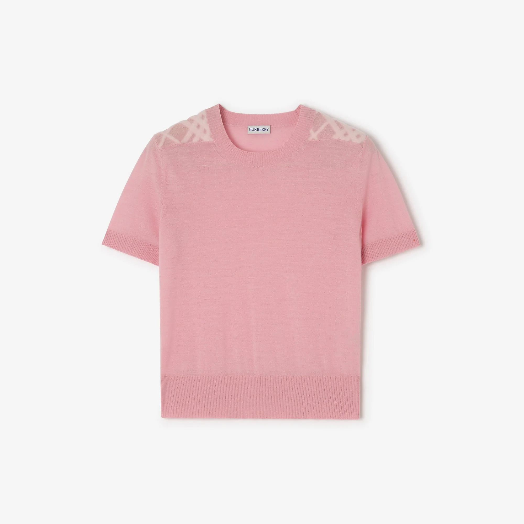 Check Panel Wool Silk Top - 1
