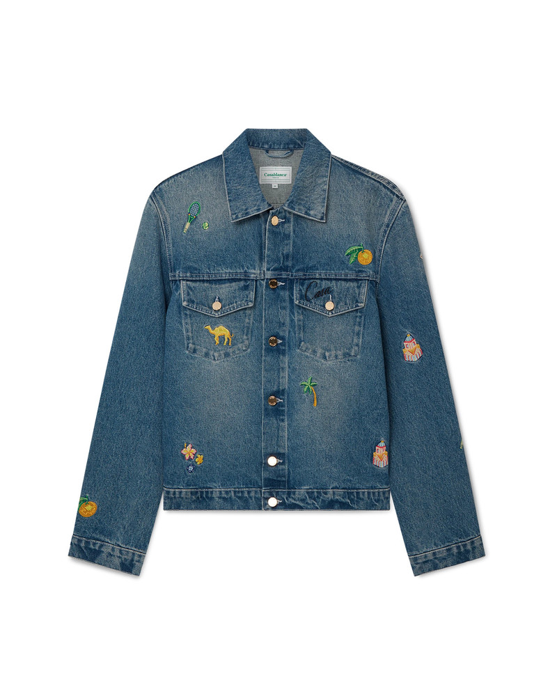Embroidered Motif Denim Jacket | Casablanca Paris - 1
