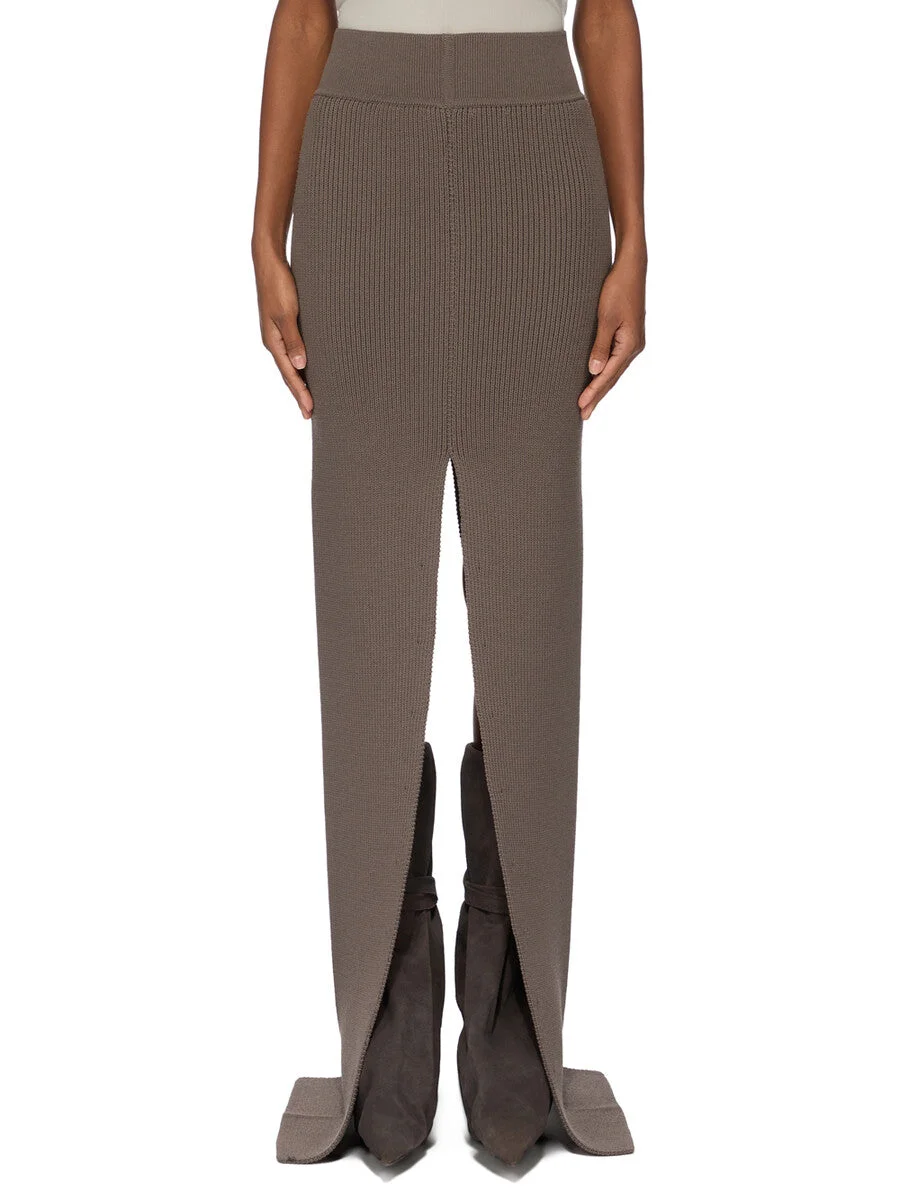 ribbed slit skirt - 1