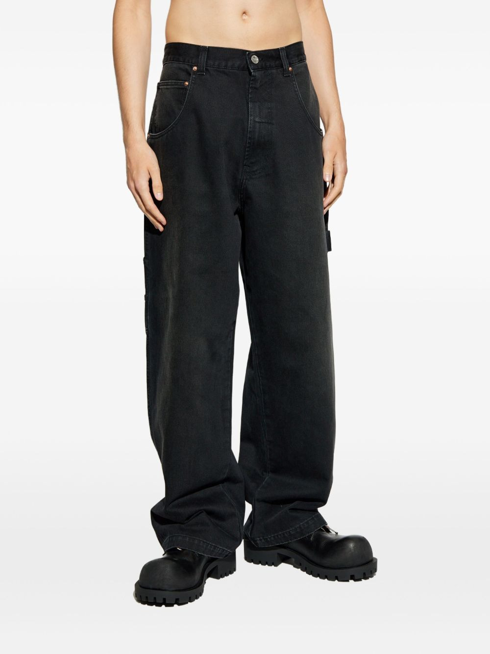 logo-patch cargo jeans - 3