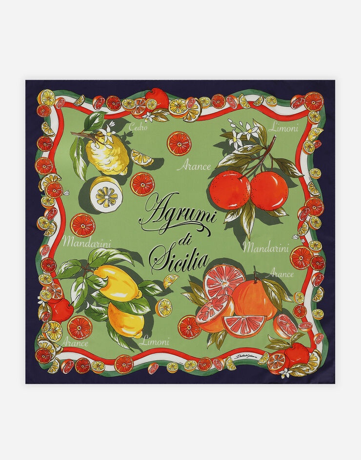 Citrus-print twill scarf (70 x 70) - 1