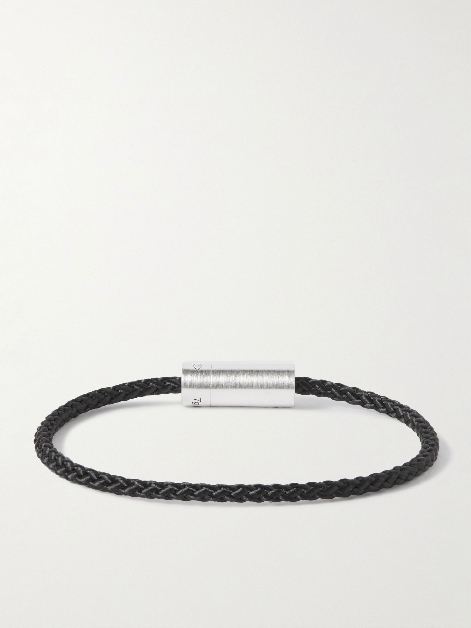 7g Braided Cord and Sterling Silver Bracelet Black - 3