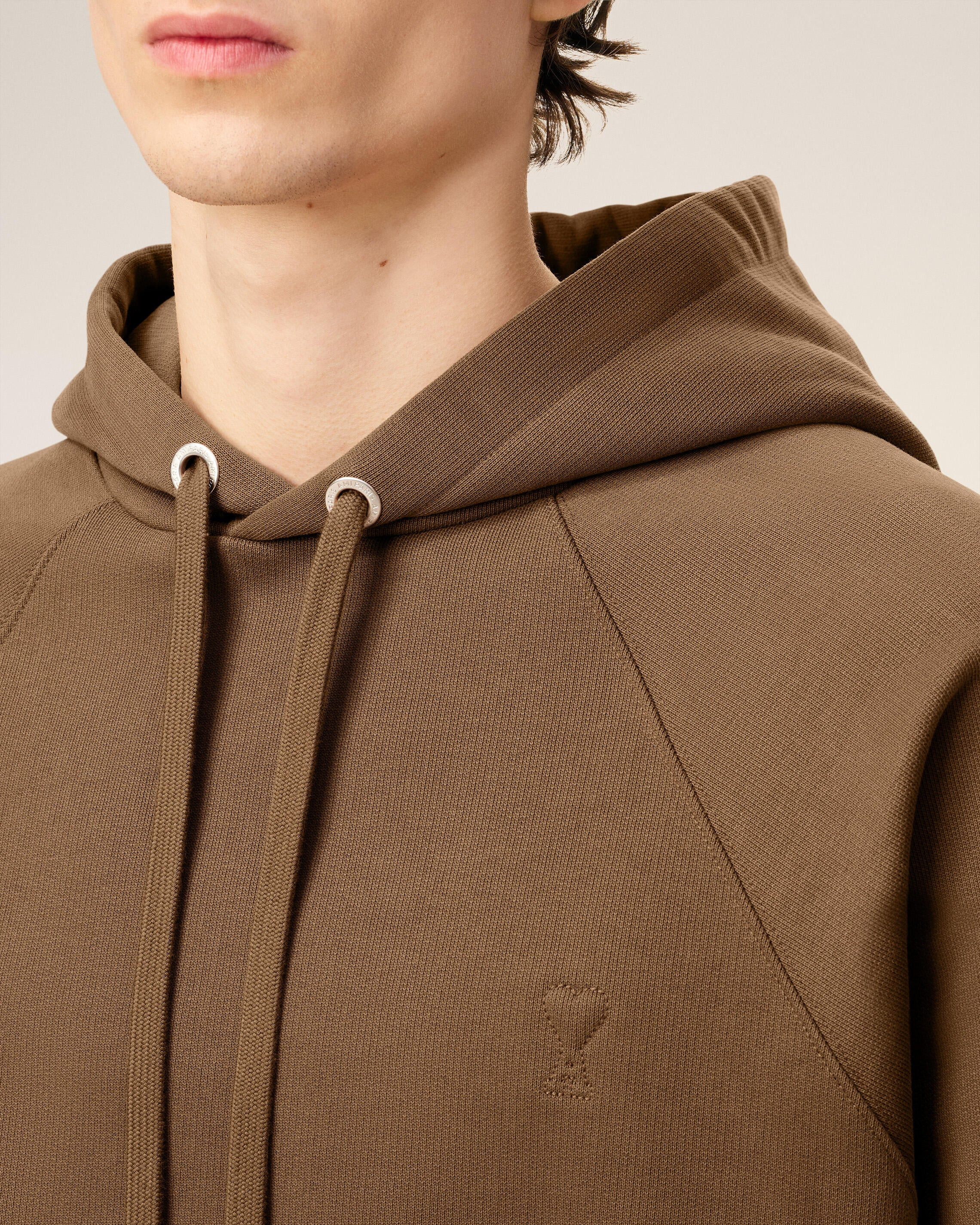 BROWN COTTON AMI DE COEUR HOODIE - 5