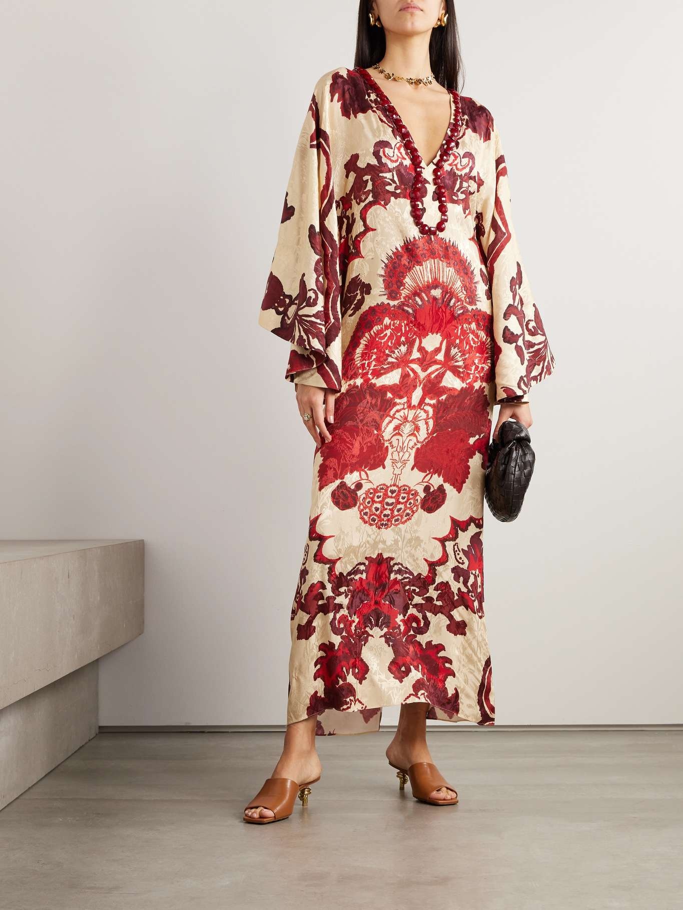 Mito Romantico draped embellished printed silk-jacquard maxi dress - 2