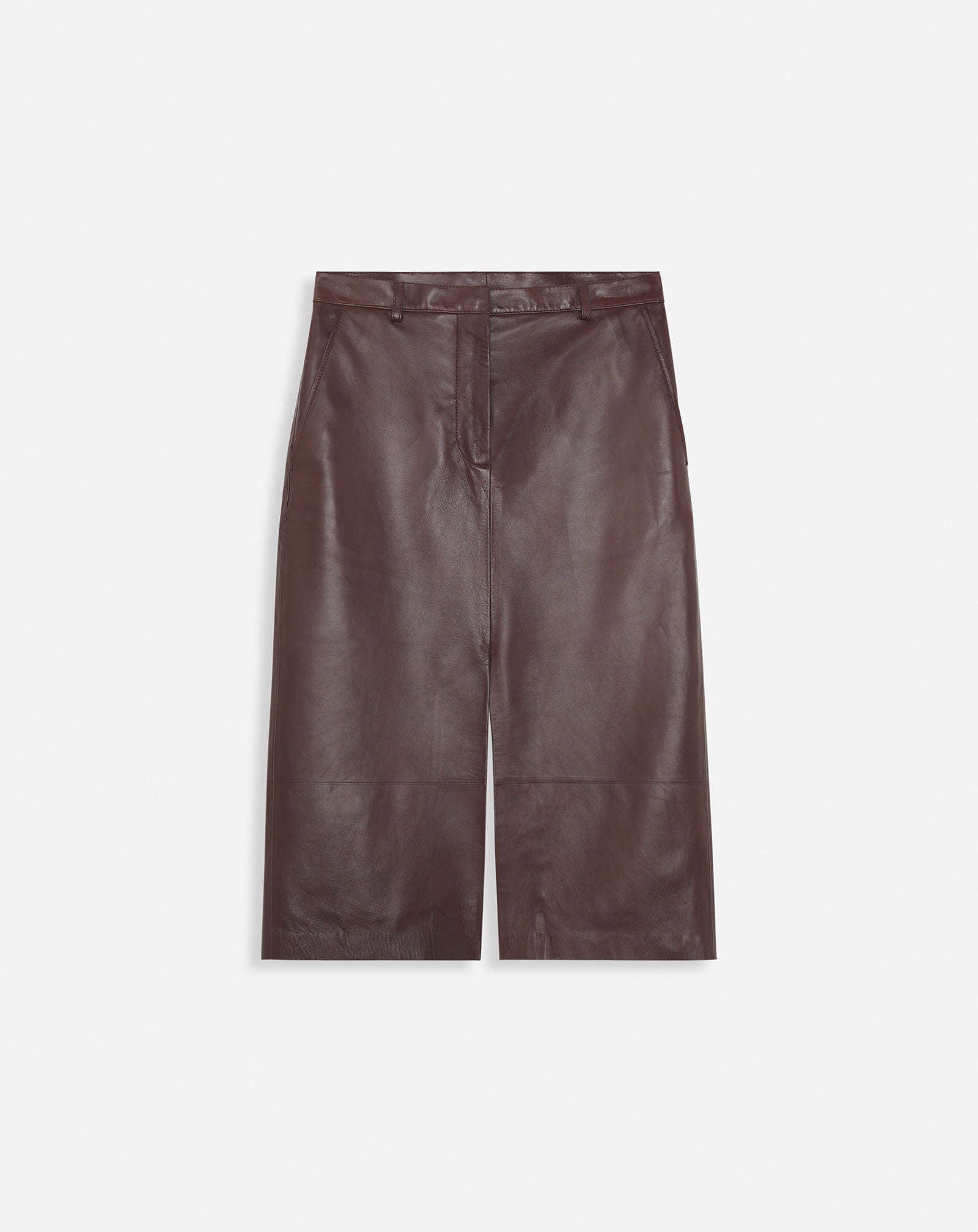 STRAIGHT LEATHER MIDI SKIRT - 1