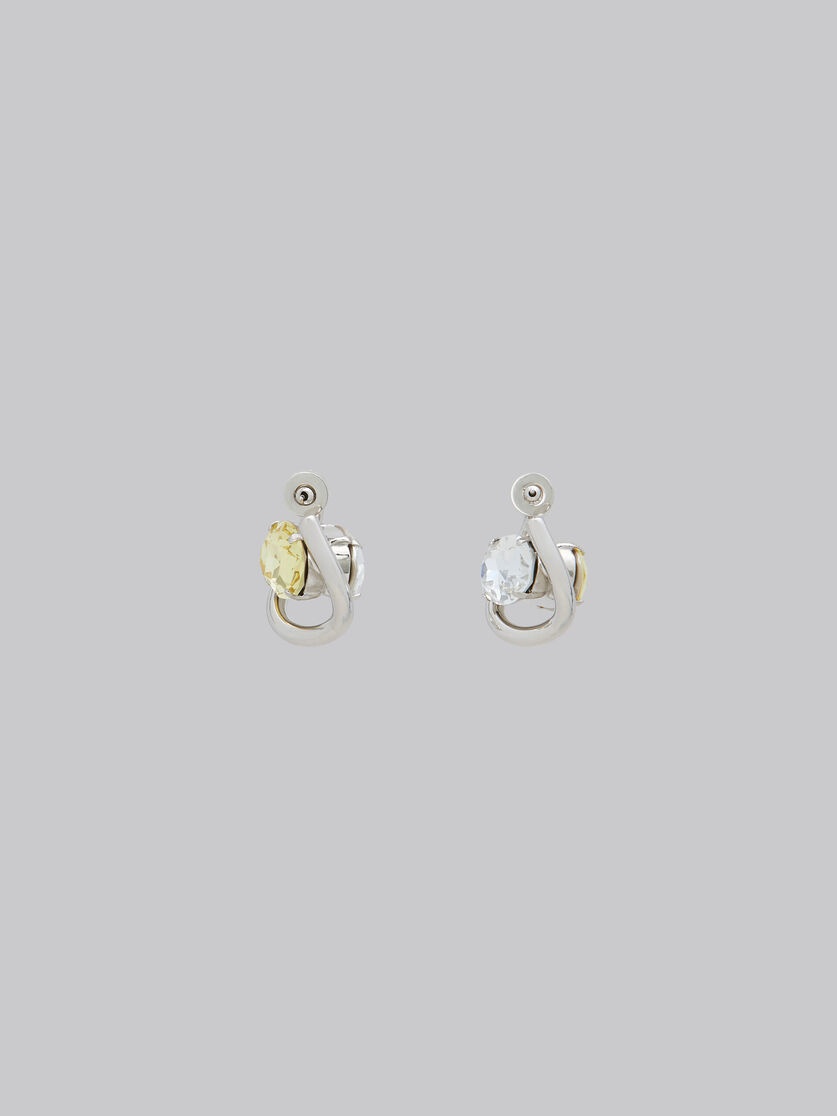CLEAR AND YELLOW RHINESTONE TWISTED HOOP EARRINGS - 3