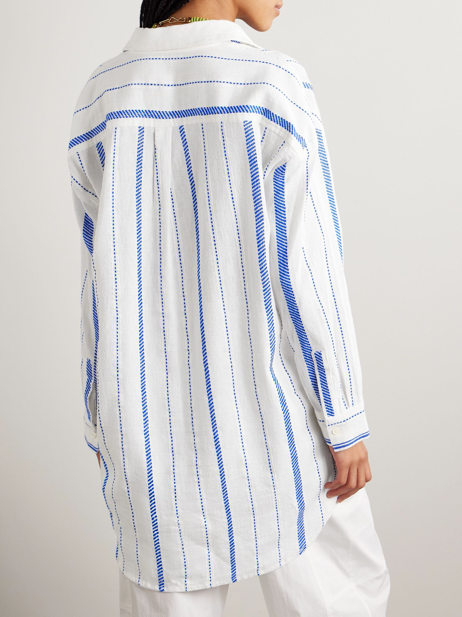 Mariam striped cotton-blend shirt White - 4