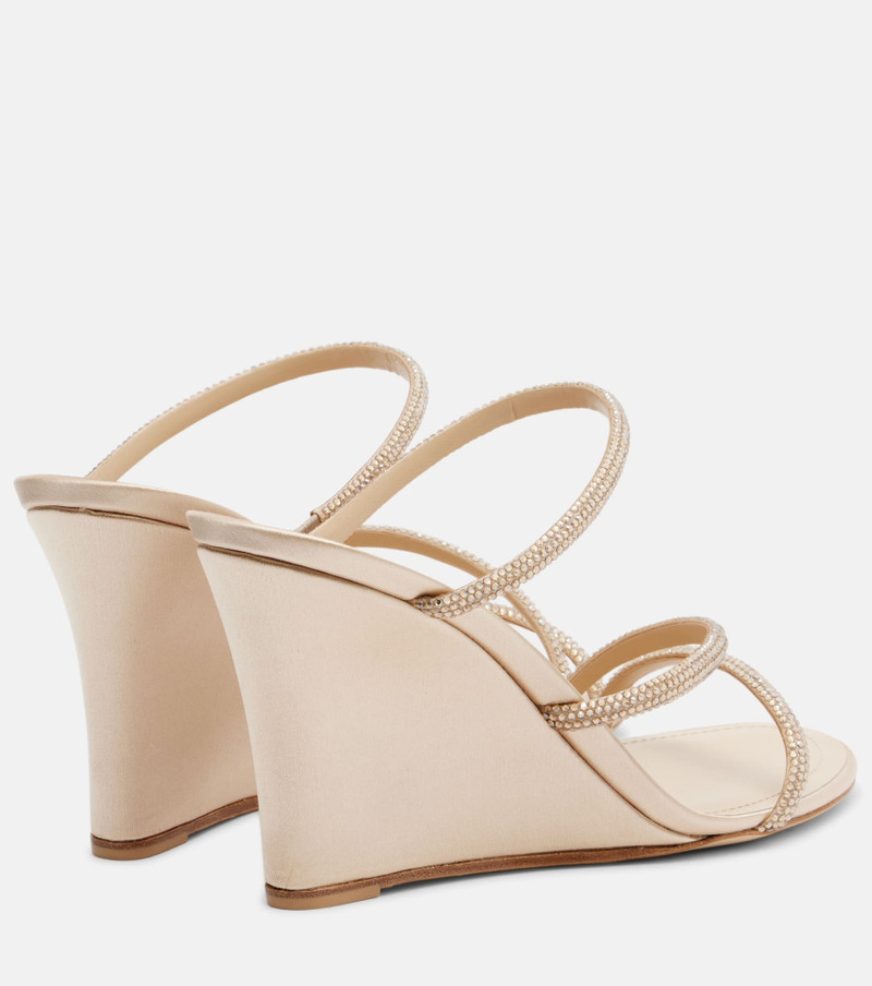 RENE CAOVILLA Crystal-embellished satin wedges outlook